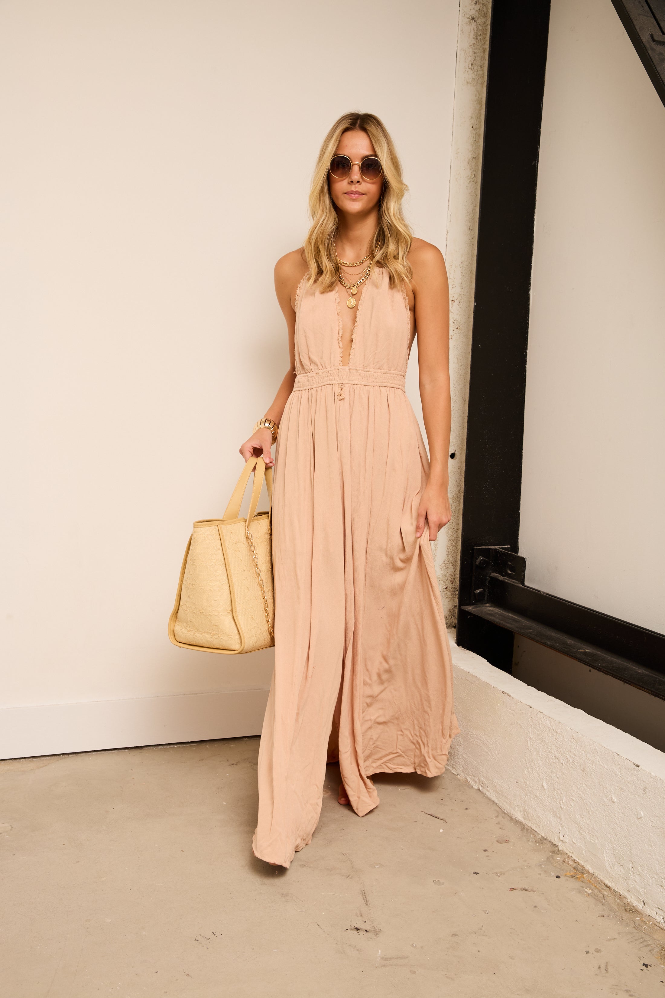 Frannie Deep V Maxi Dress