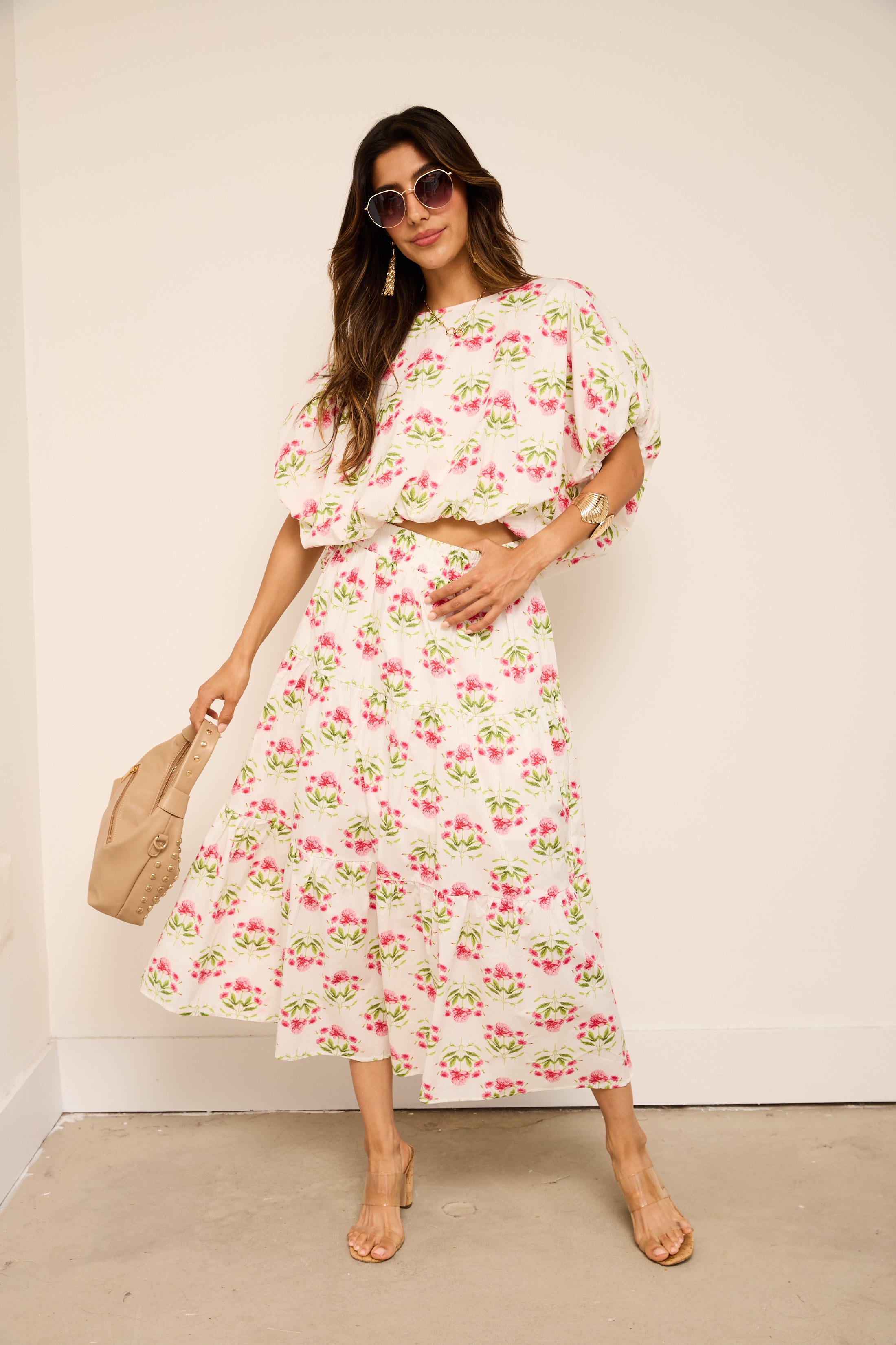 Angie Floral Midi Skirt
