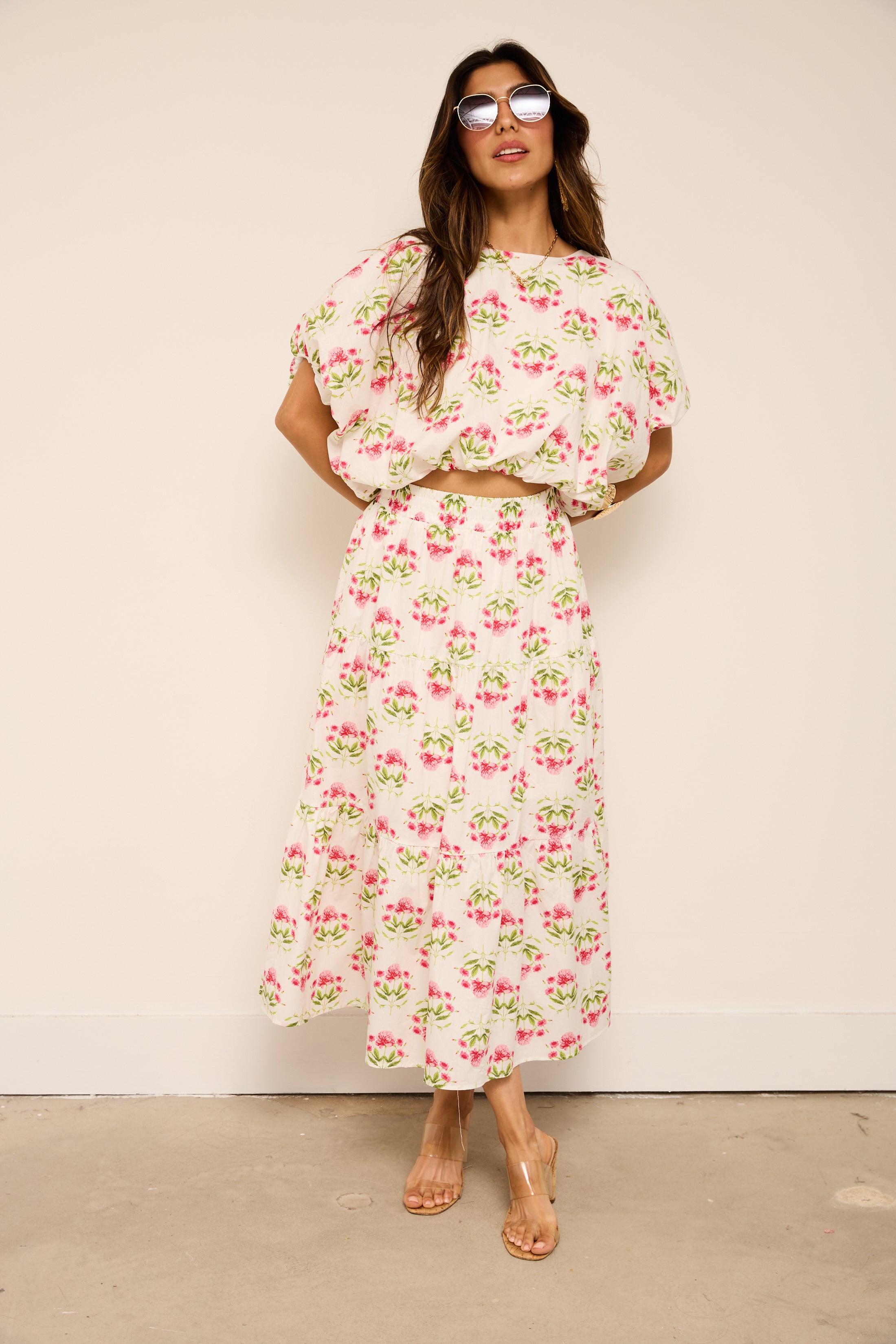 Angie Floral Bubble Hem Top