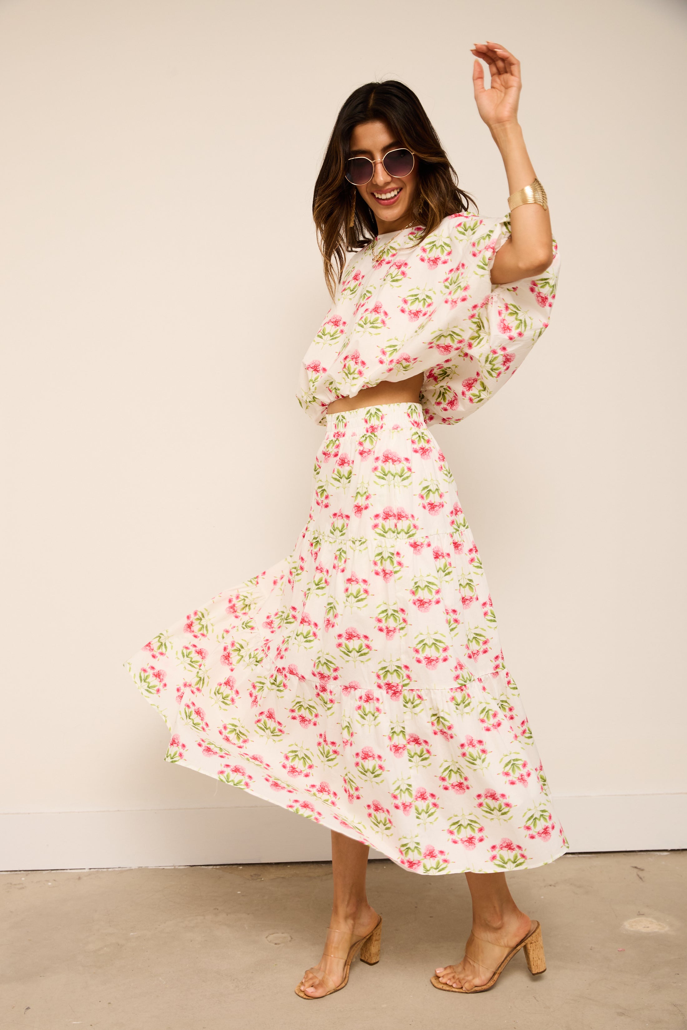 Angie Floral Midi Skirt
