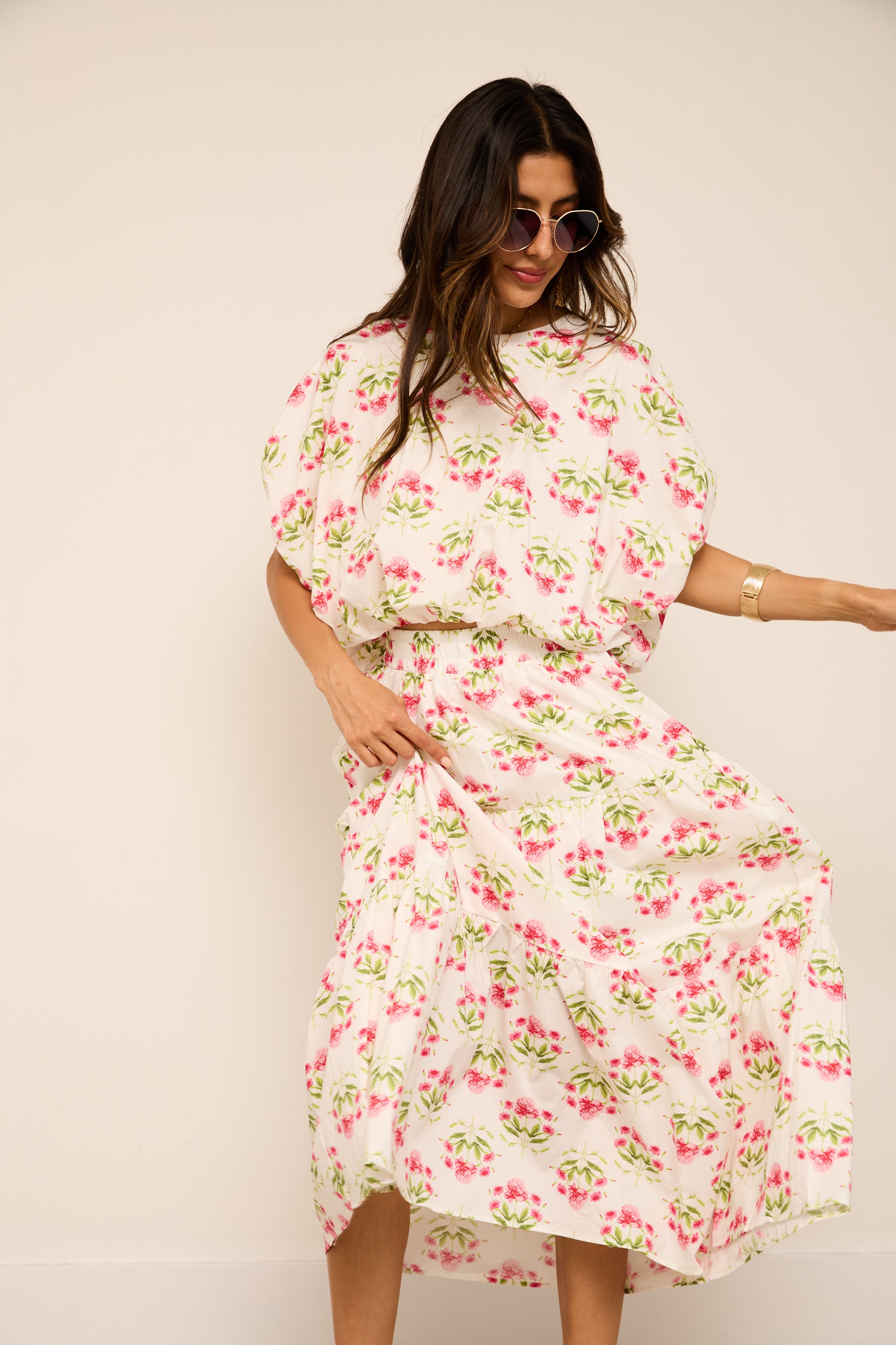 Angie Floral Midi Skirt
