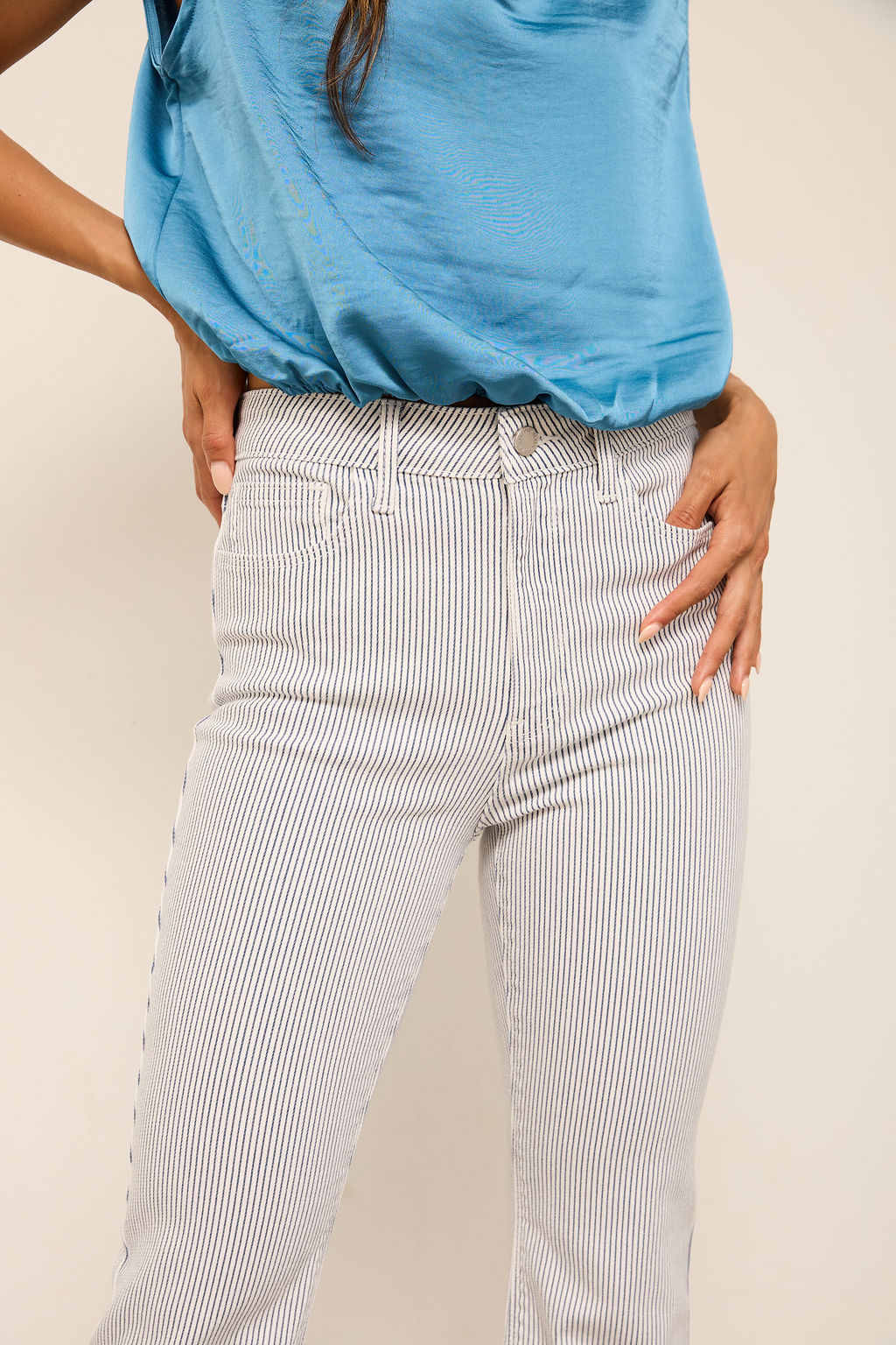 Milla Striped Crop Flare Jean