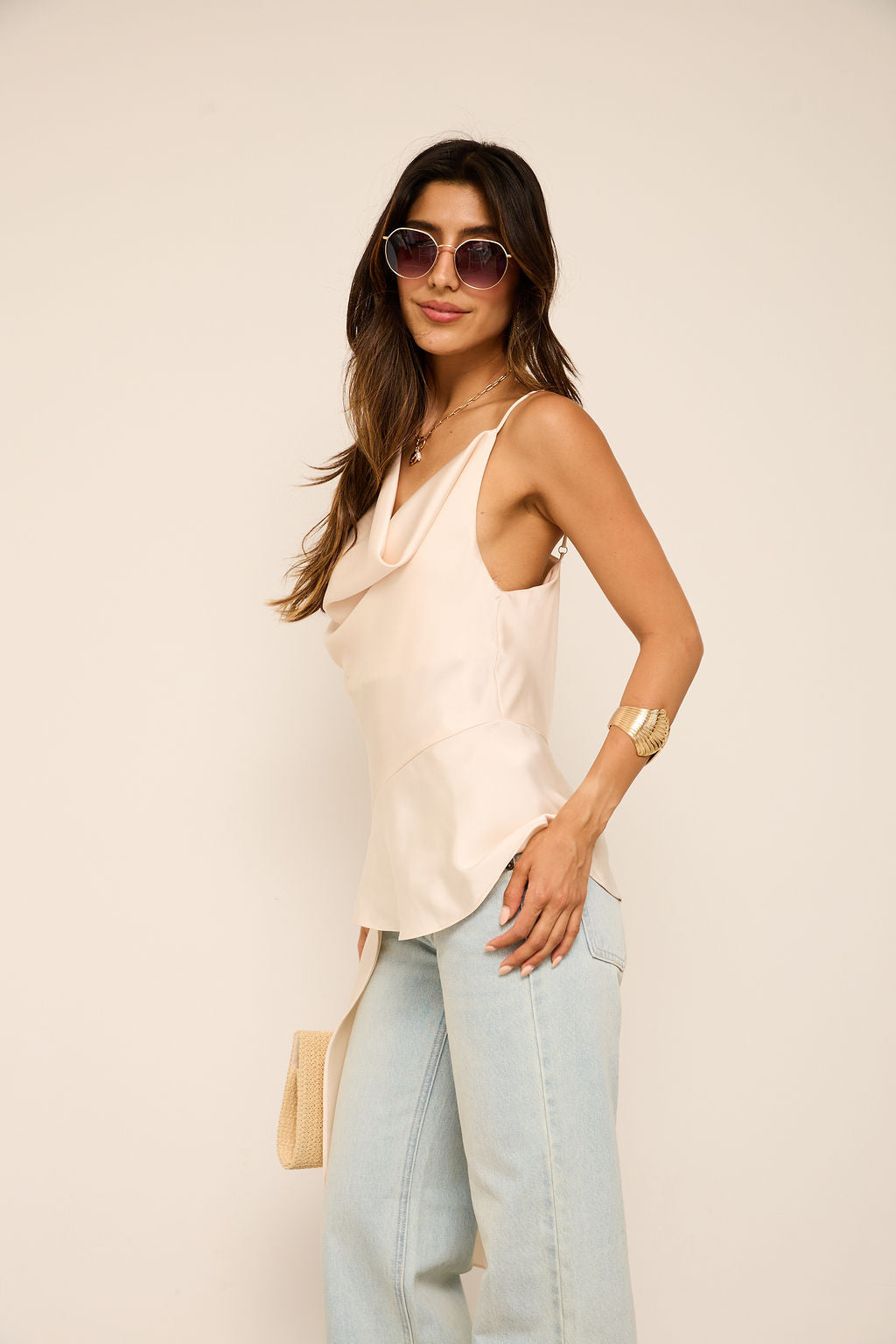 Sam Cowl Neck Asymmetrical Top