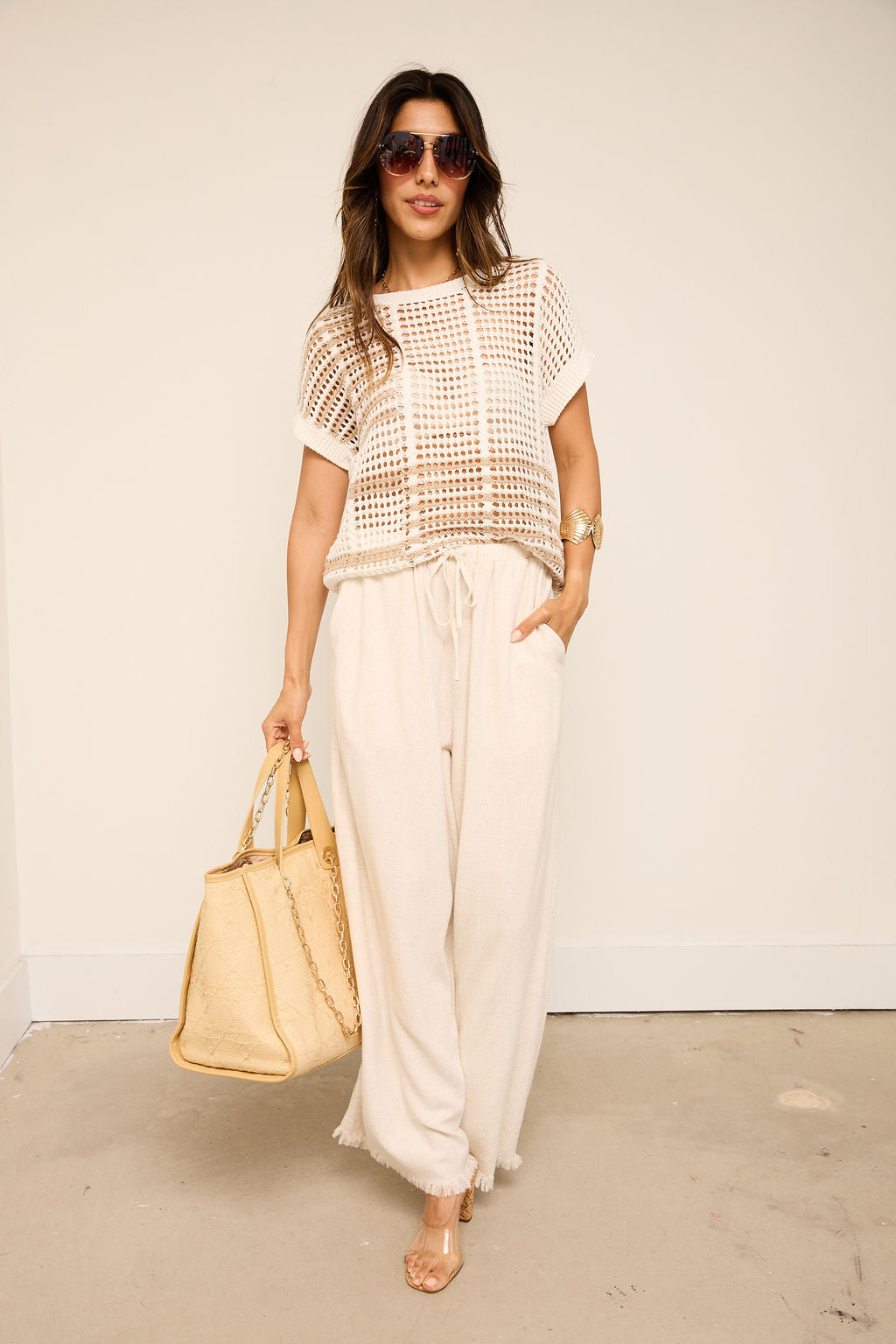 Mia Multi Stripe Crochet Knit Top