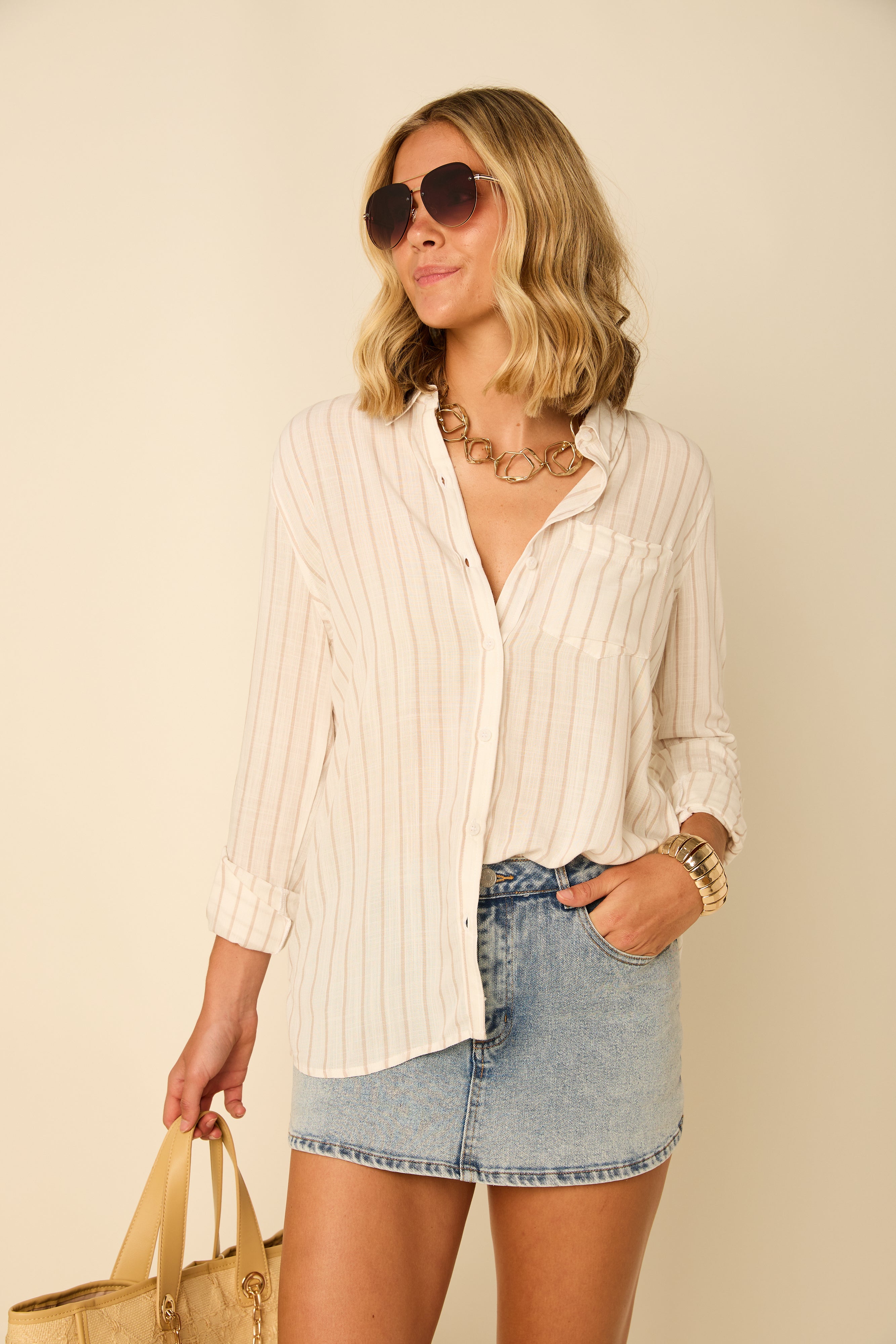 Mary Striped Long Sleeve Button Up