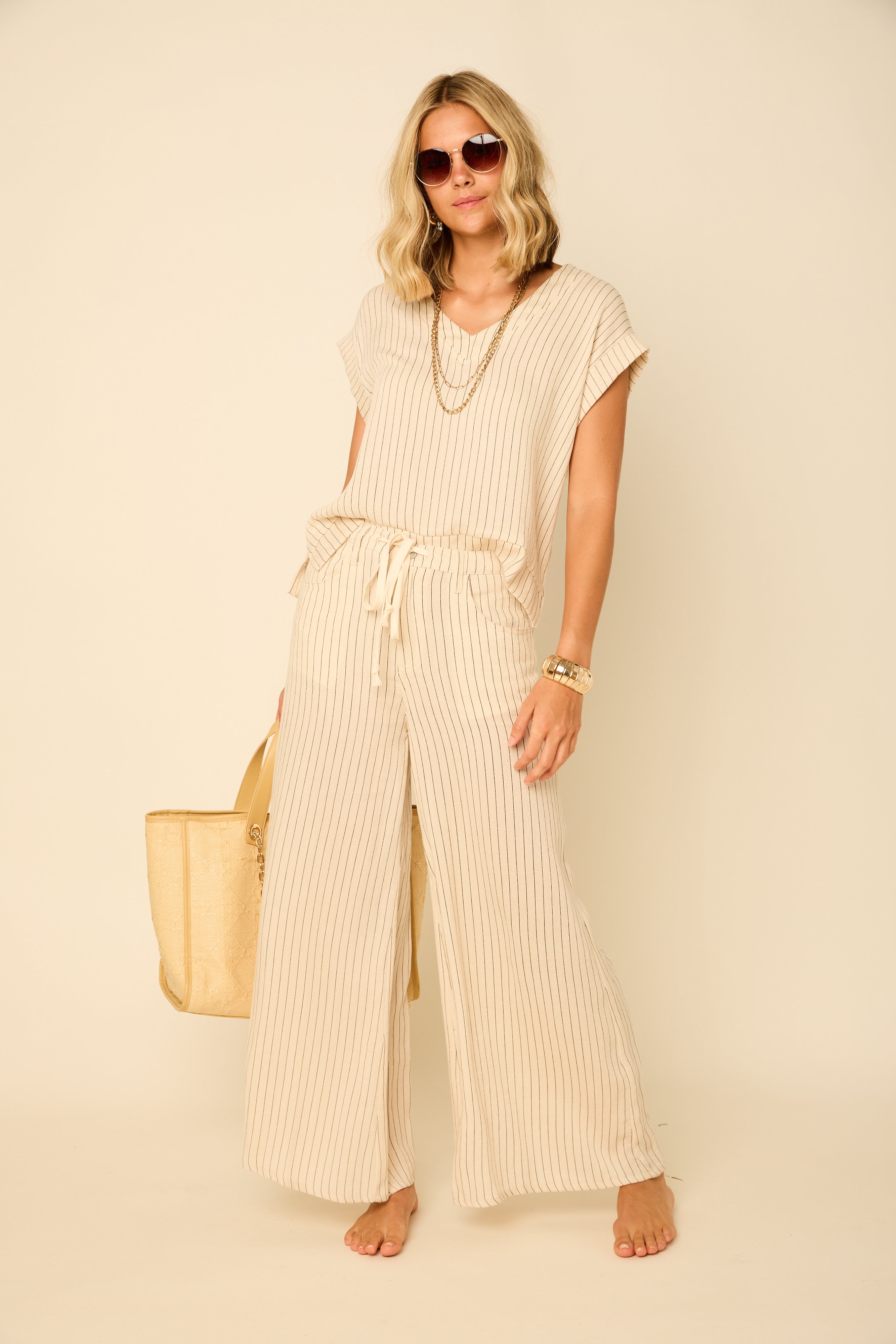 Shay Striped Drop Shoulder Top