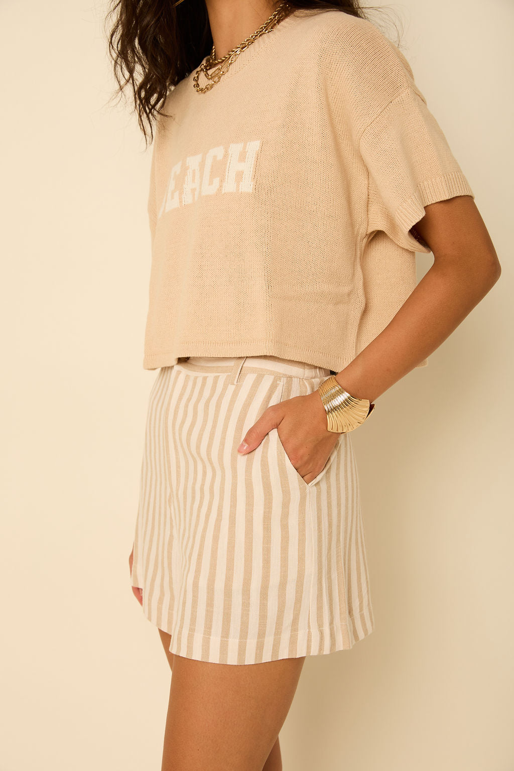 Nikki Striped Linen Shorts