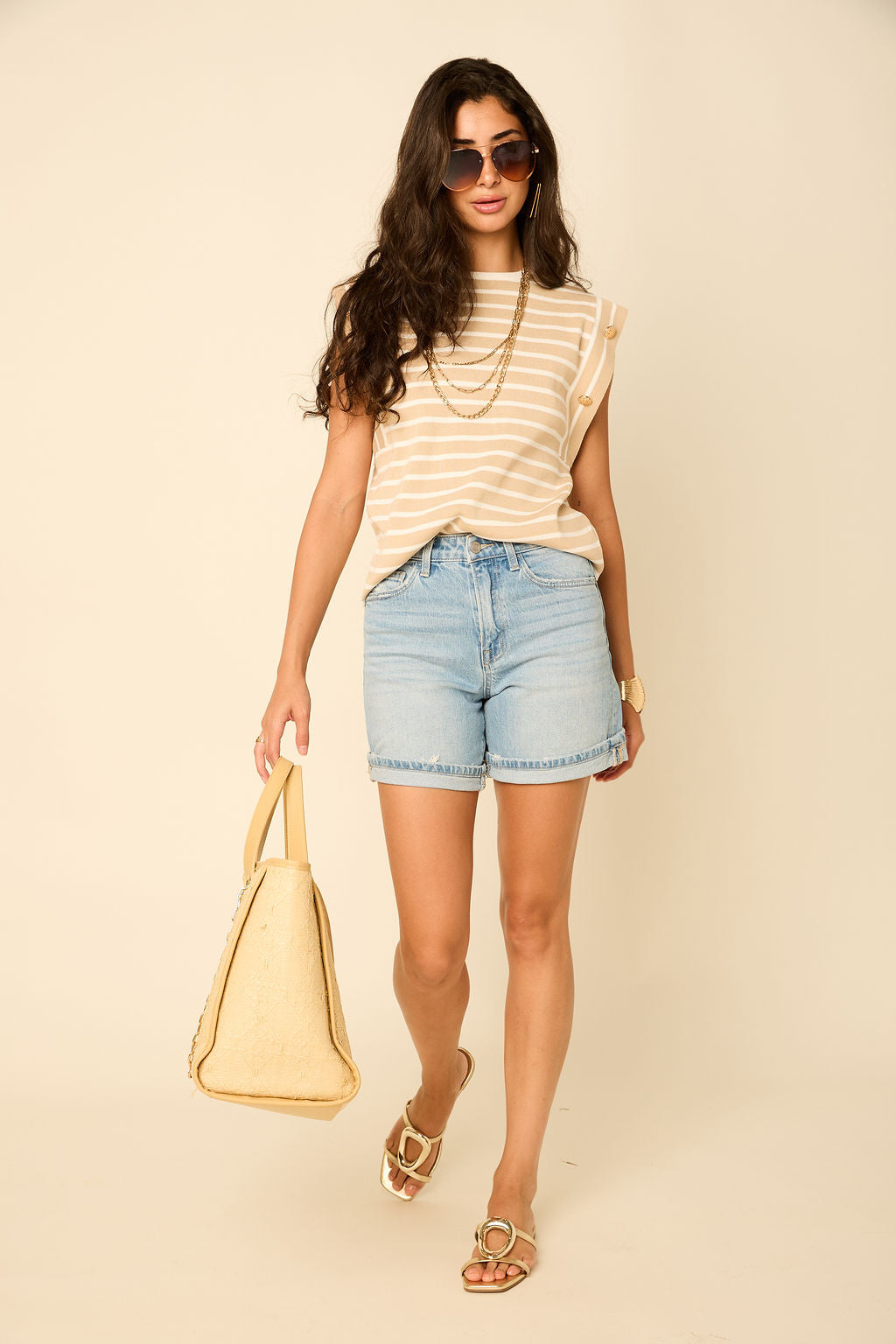 Maggie Striped Sleeveless Knit Top