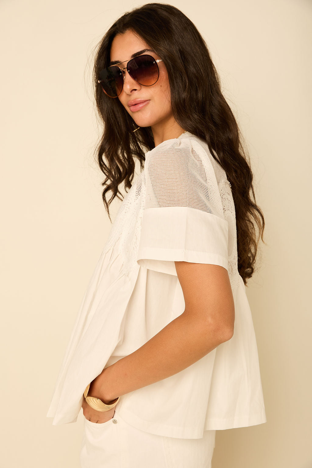 Cove Mesh Applique Top