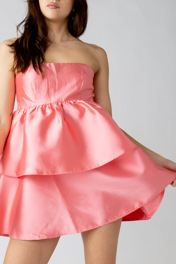 Virginia Strapless Satin Mini Dress - fab'rik