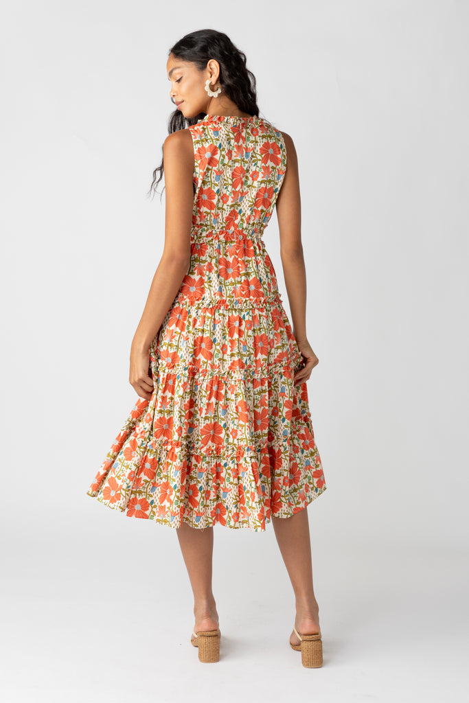 Mallory Side Cut Out Floral Midi Dress - fab'rik
