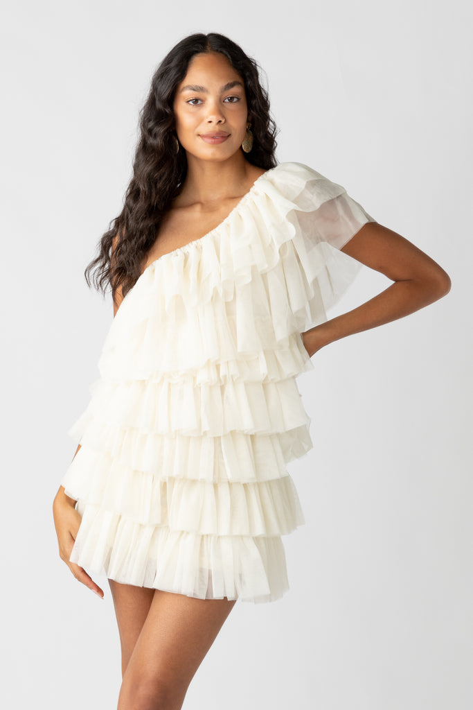 Eleanor One Shoulder Tulle Mini Dress - fab'rik