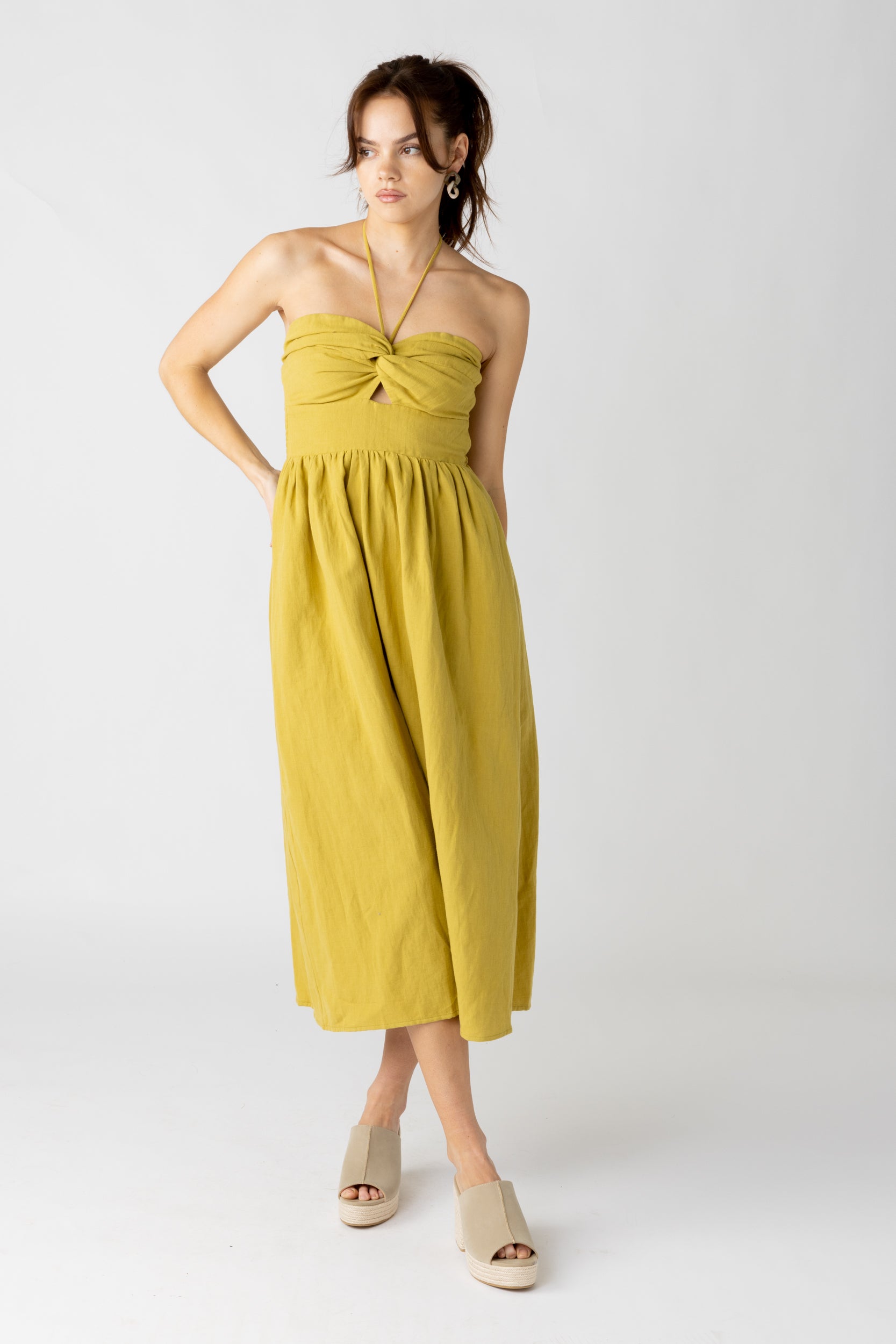 Lucy Halter Twist Front Midi Dress - fab'rik