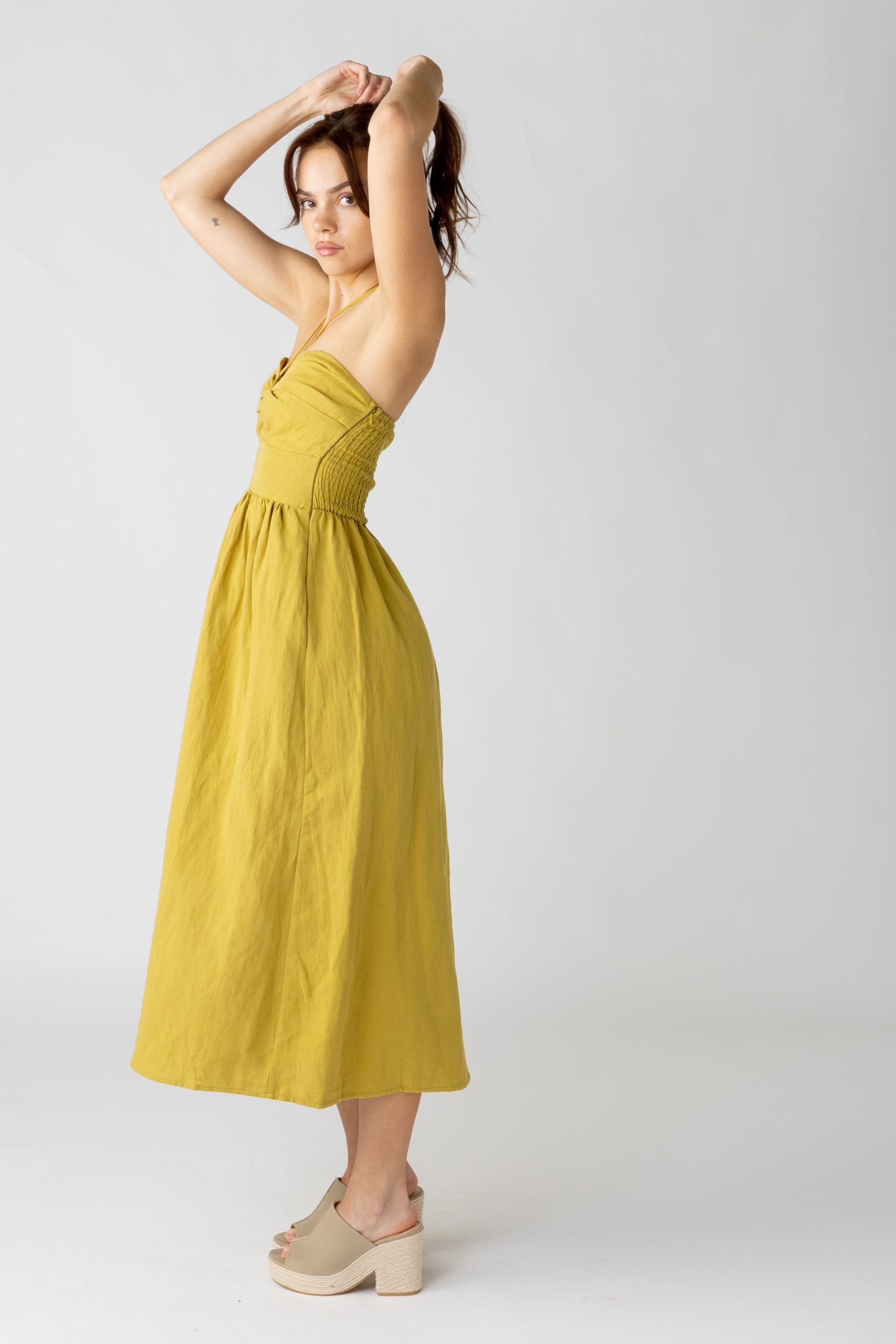 Lucy Halter Twist Front Midi Dress - fab'rik