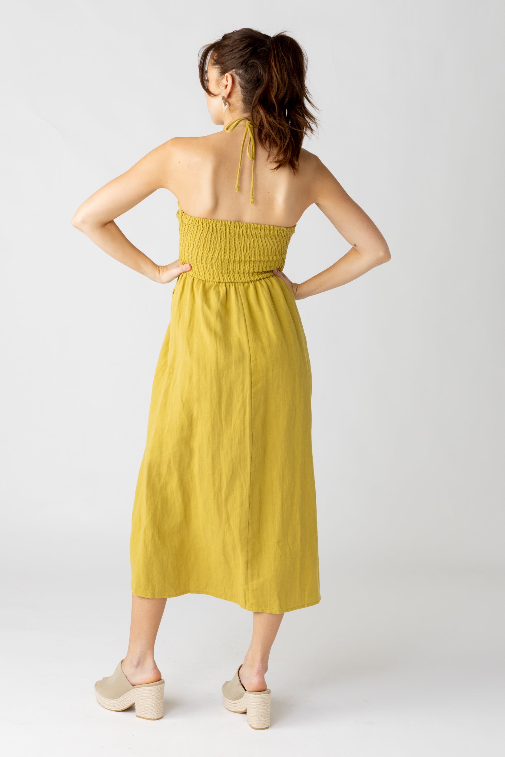 Lucy Halter Twist Front Midi Dress - fab'rik