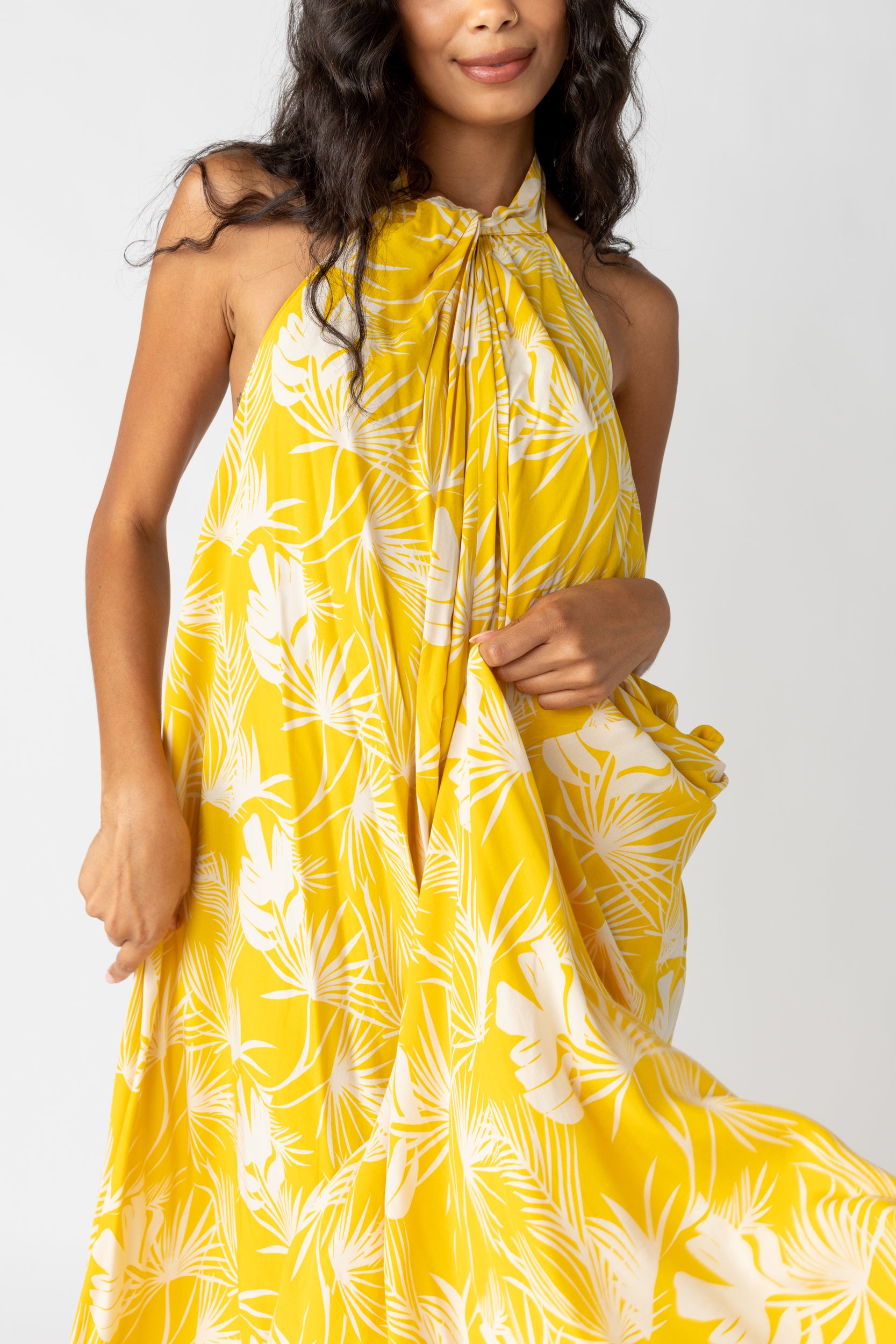 Ashley Twist Neck Halter Maxi Dress - fab'rik
