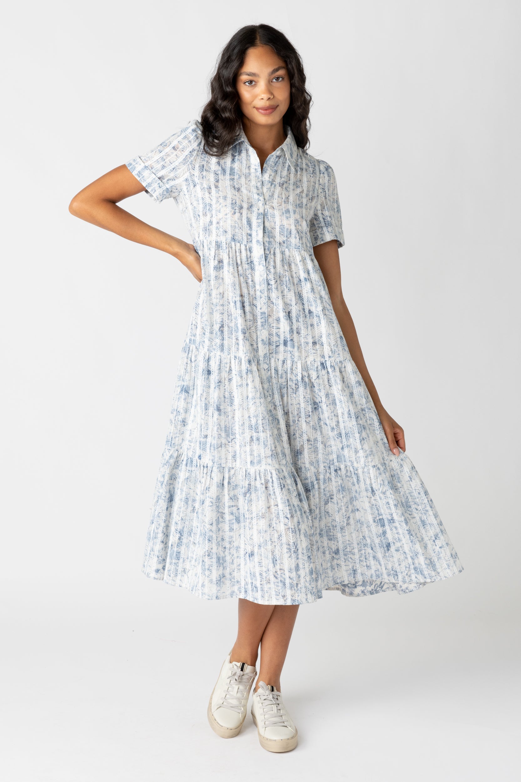 Hunter Printed Collared Midi Dress - fab'rik