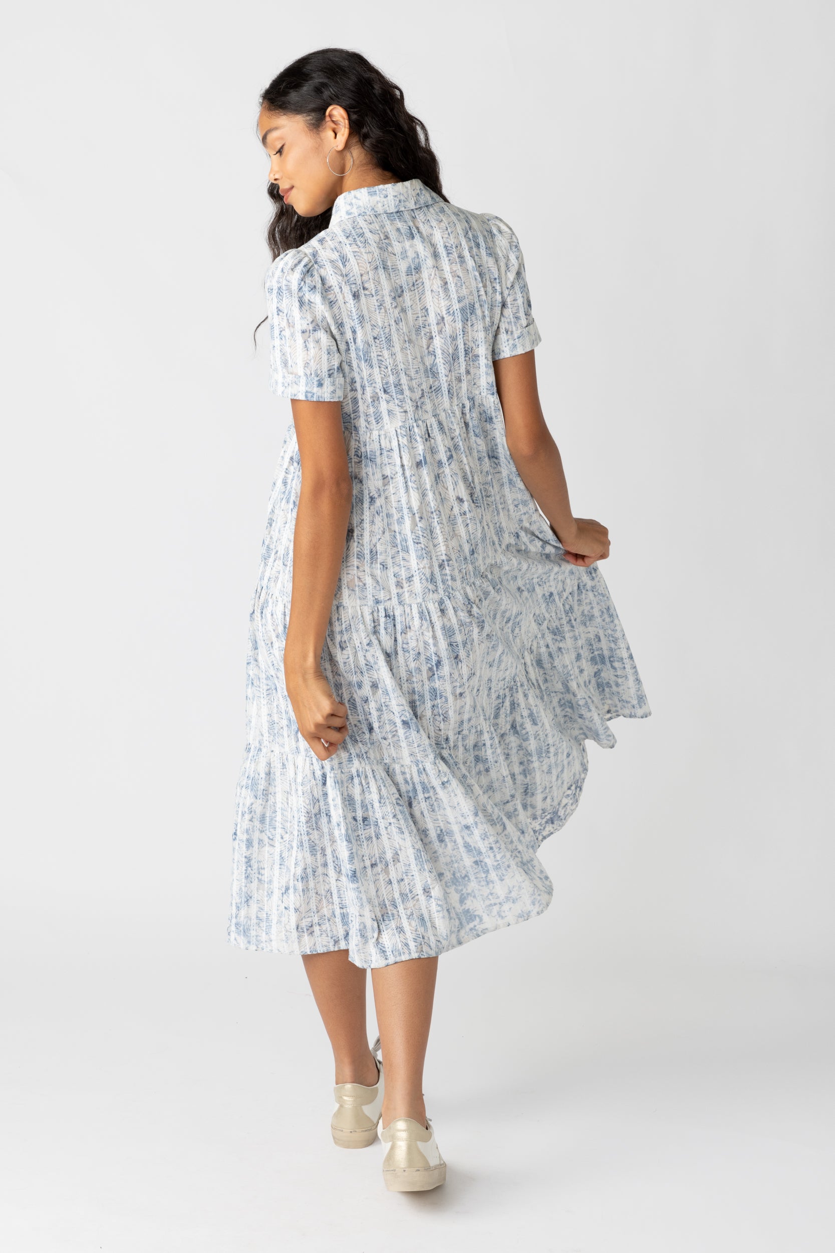 Hunter Printed Collared Midi Dress - fab'rik