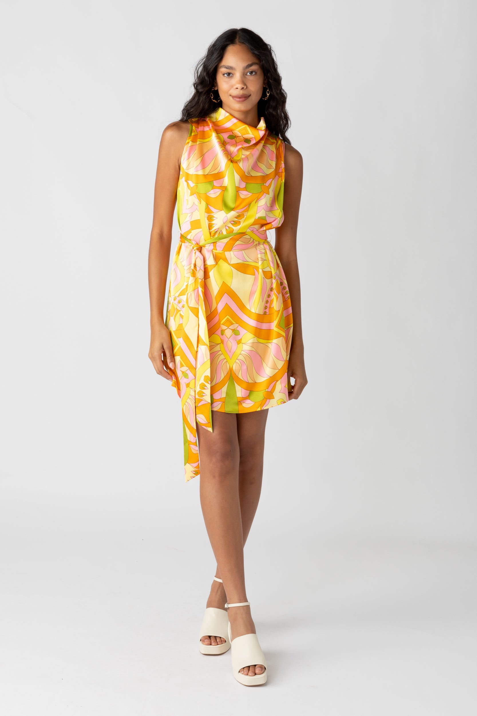 Yvette Printed Tie Waist Dress - fab'rik