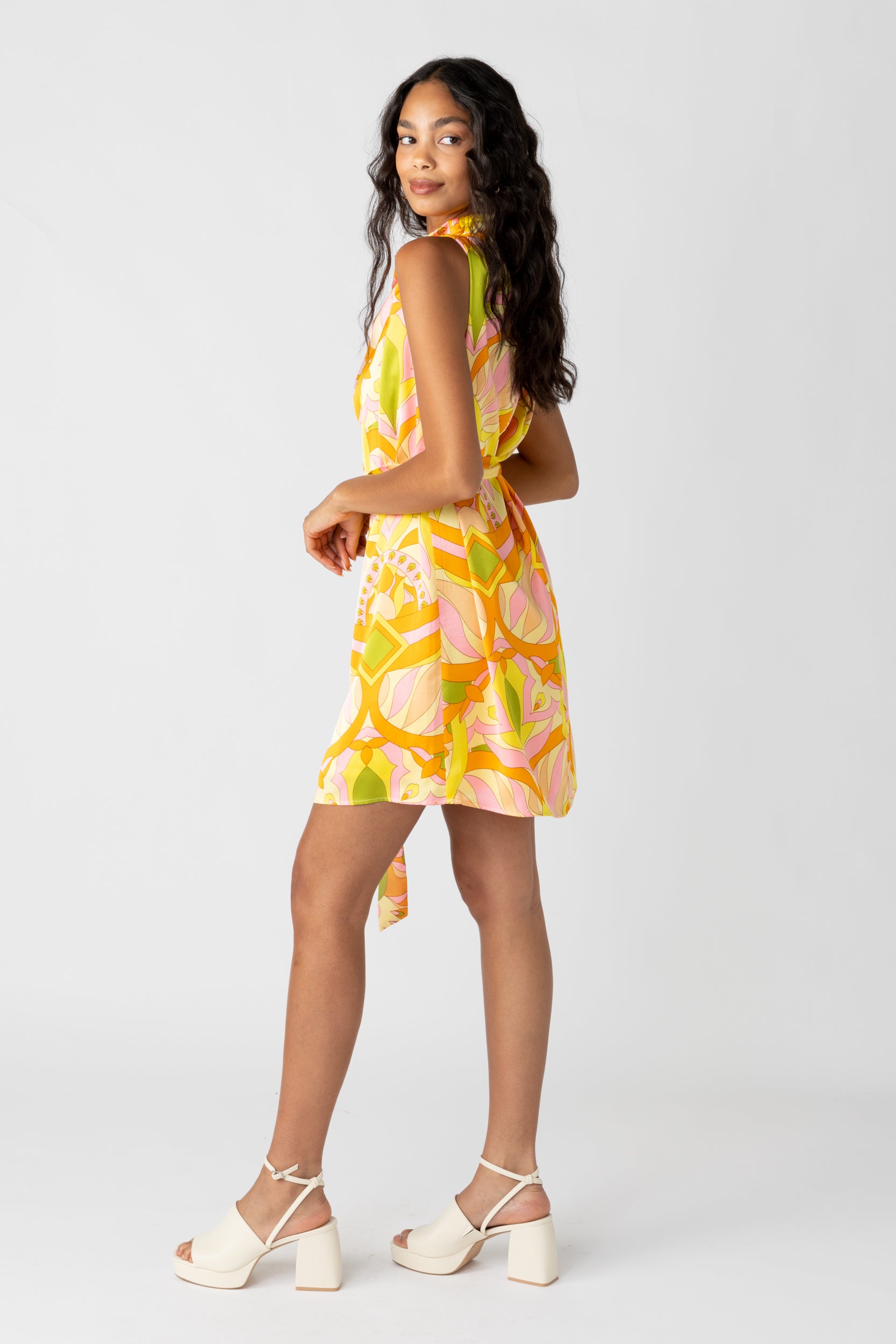 Yvette Printed Tie Waist Dress - fab'rik