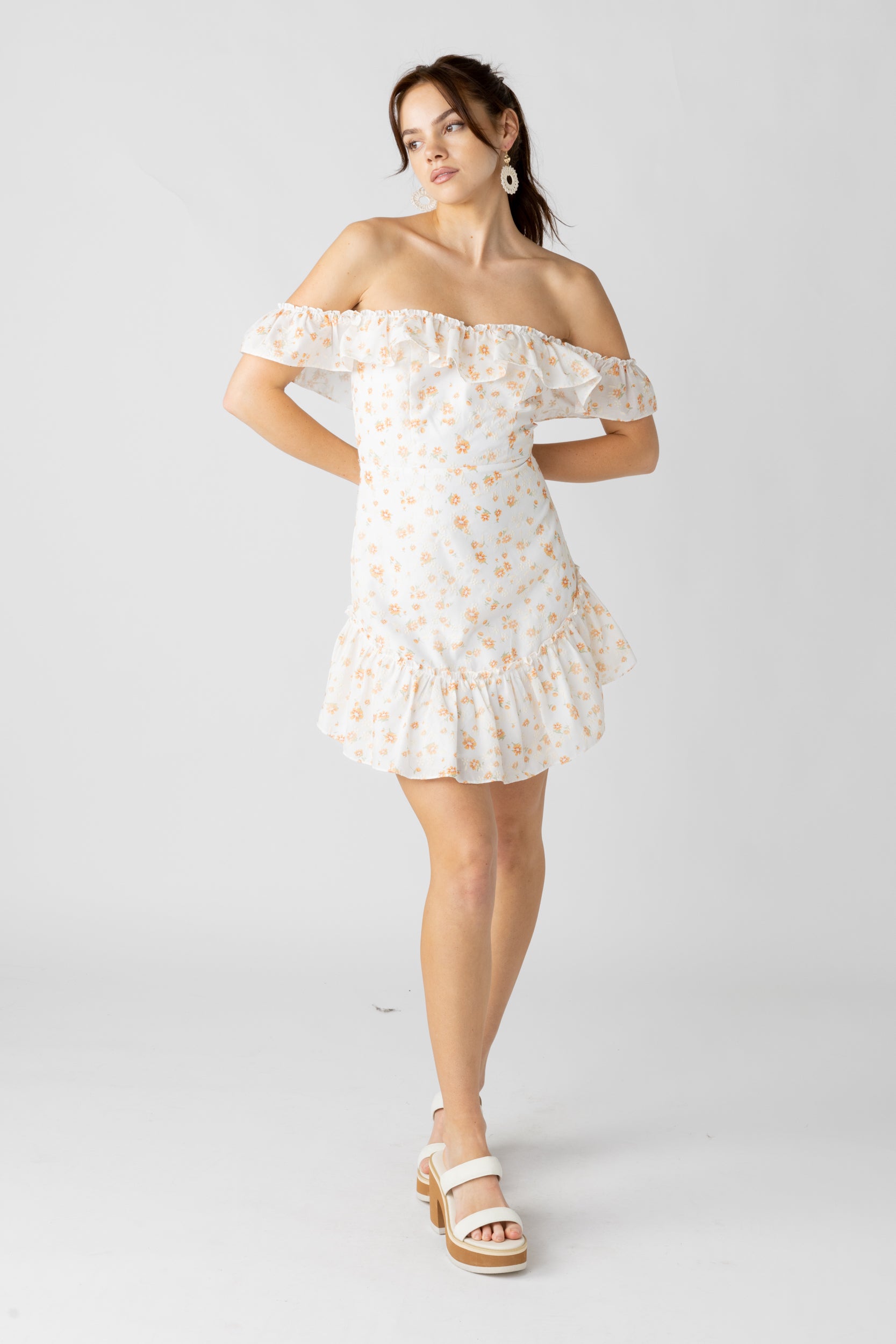 Annalise Floral Ruffle Trim Dress - fab'rik
