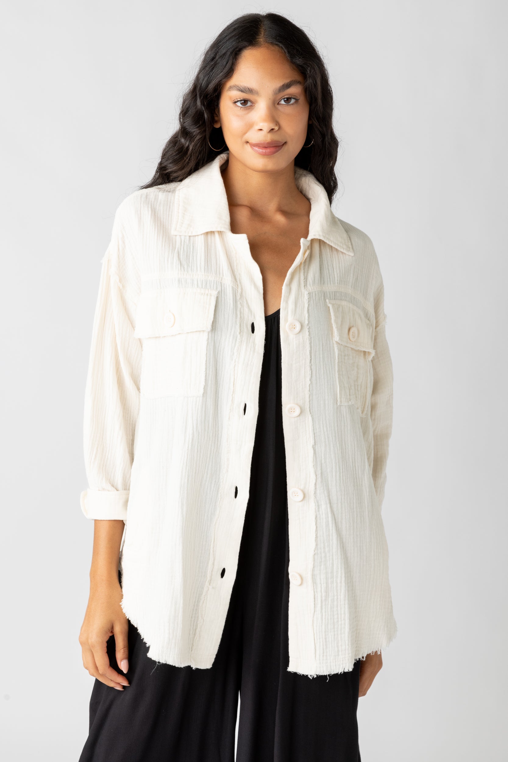 Annalise Raw Gauze Button Up Top - fab'rik