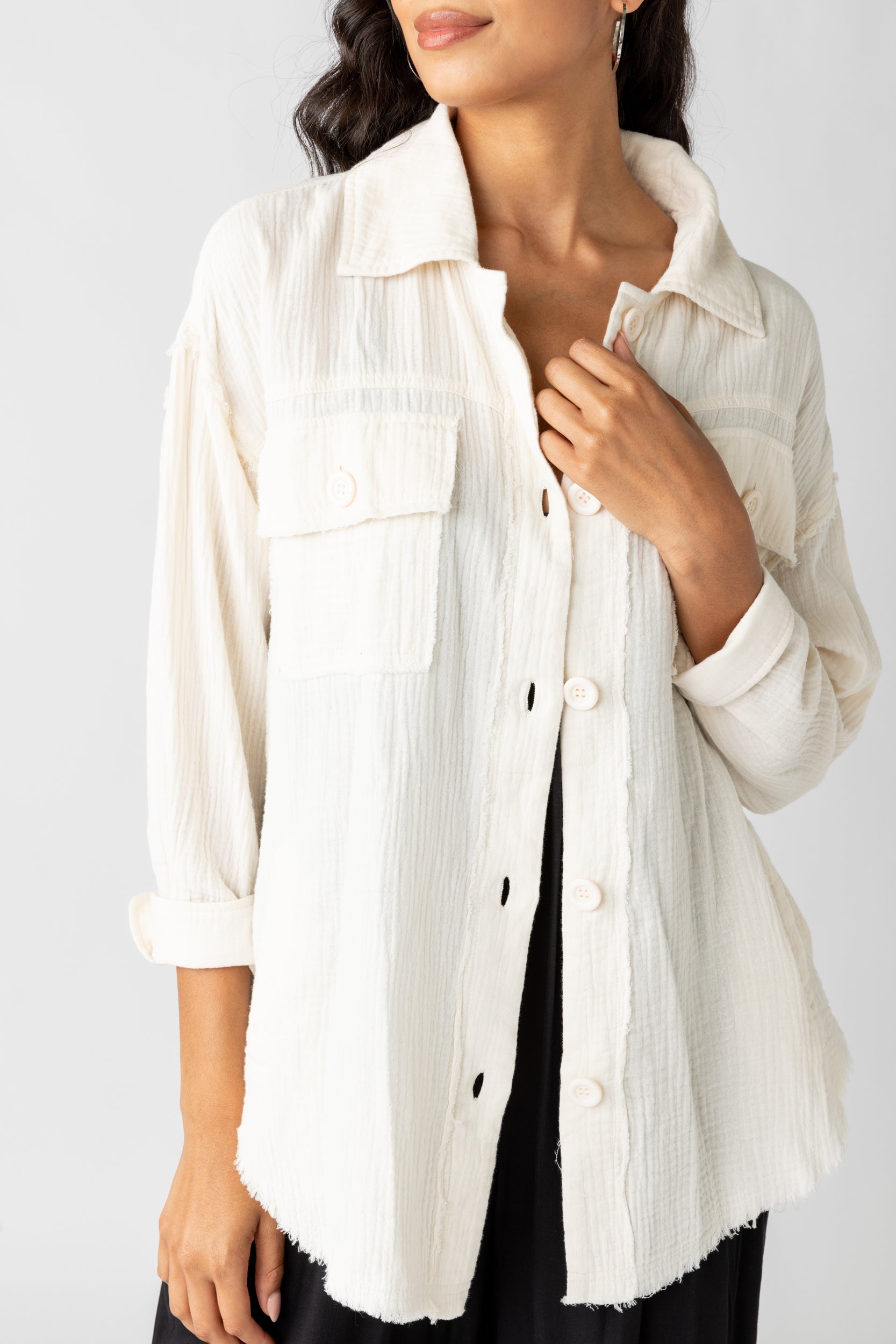 Annalise Raw Gauze Button Up Top - fab'rik