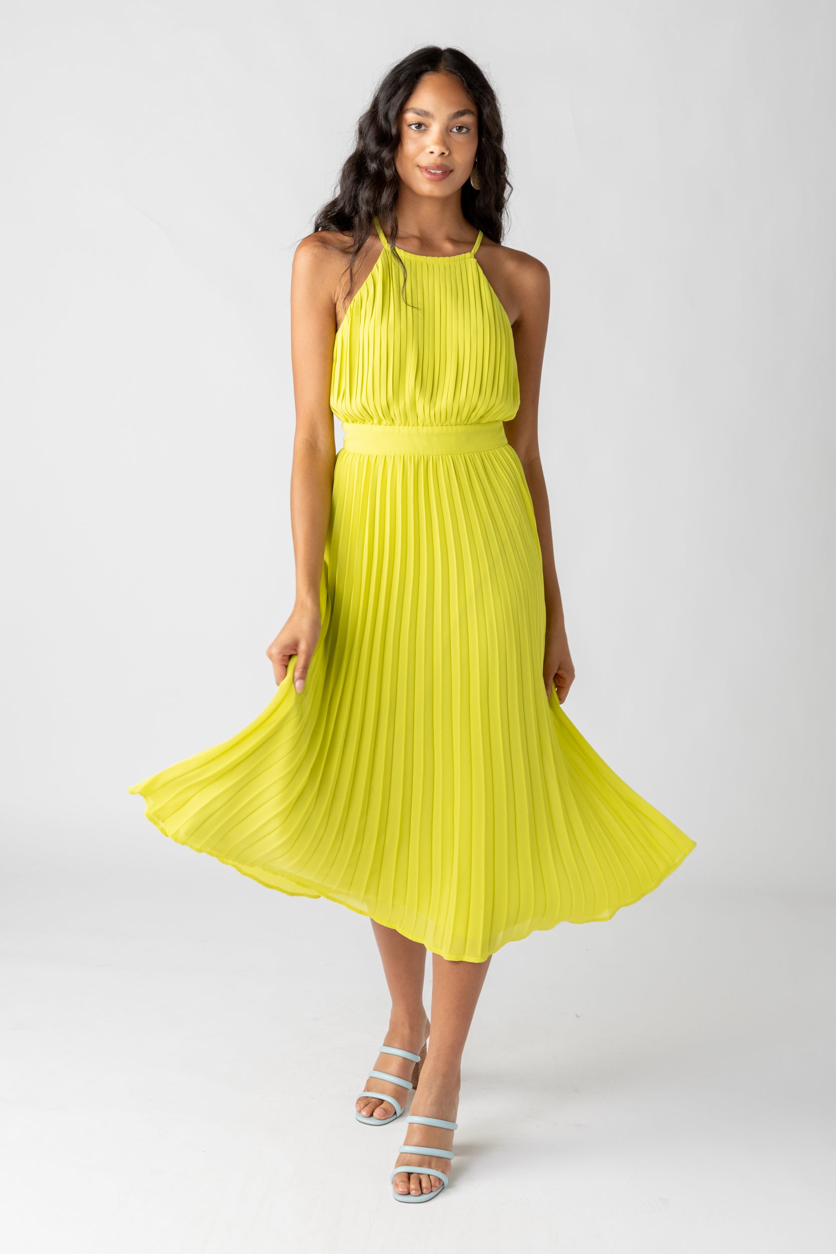 Cara Pleated Halter Maxi Dress - fab'rik