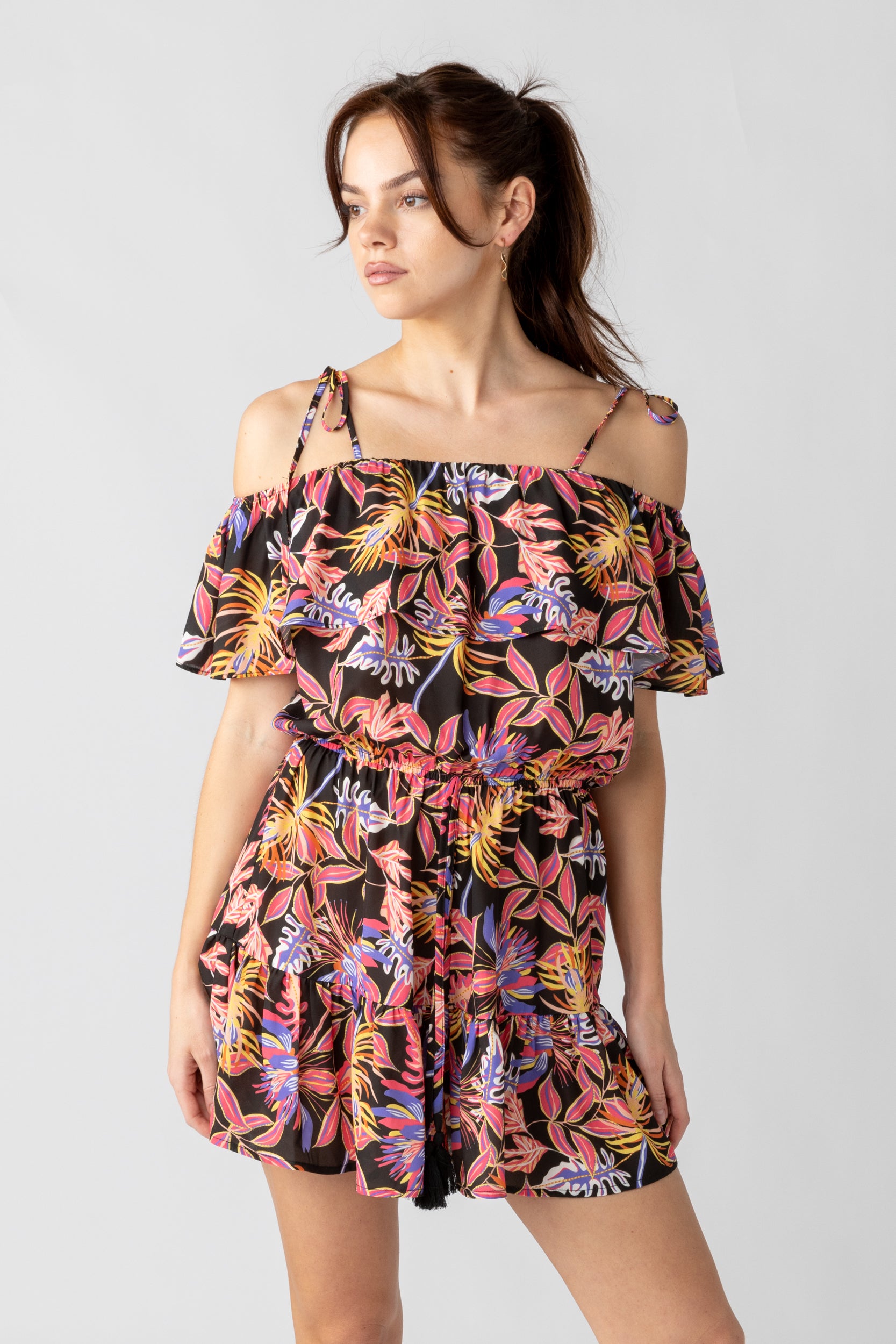 Cora Printed Ruffle Romper - fab'rik