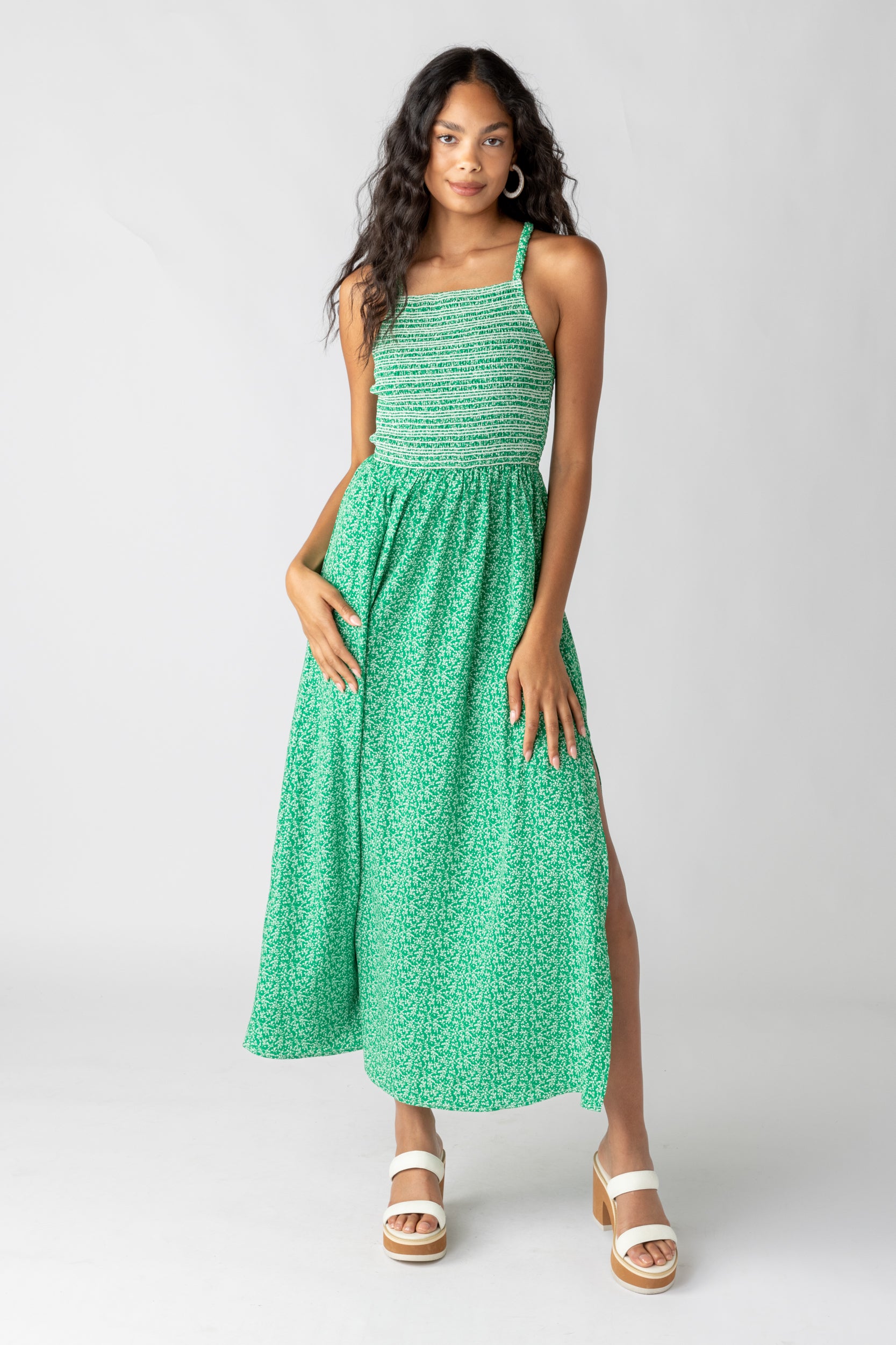 Lyla Smocked Detail Maxi Dress - fab'rik