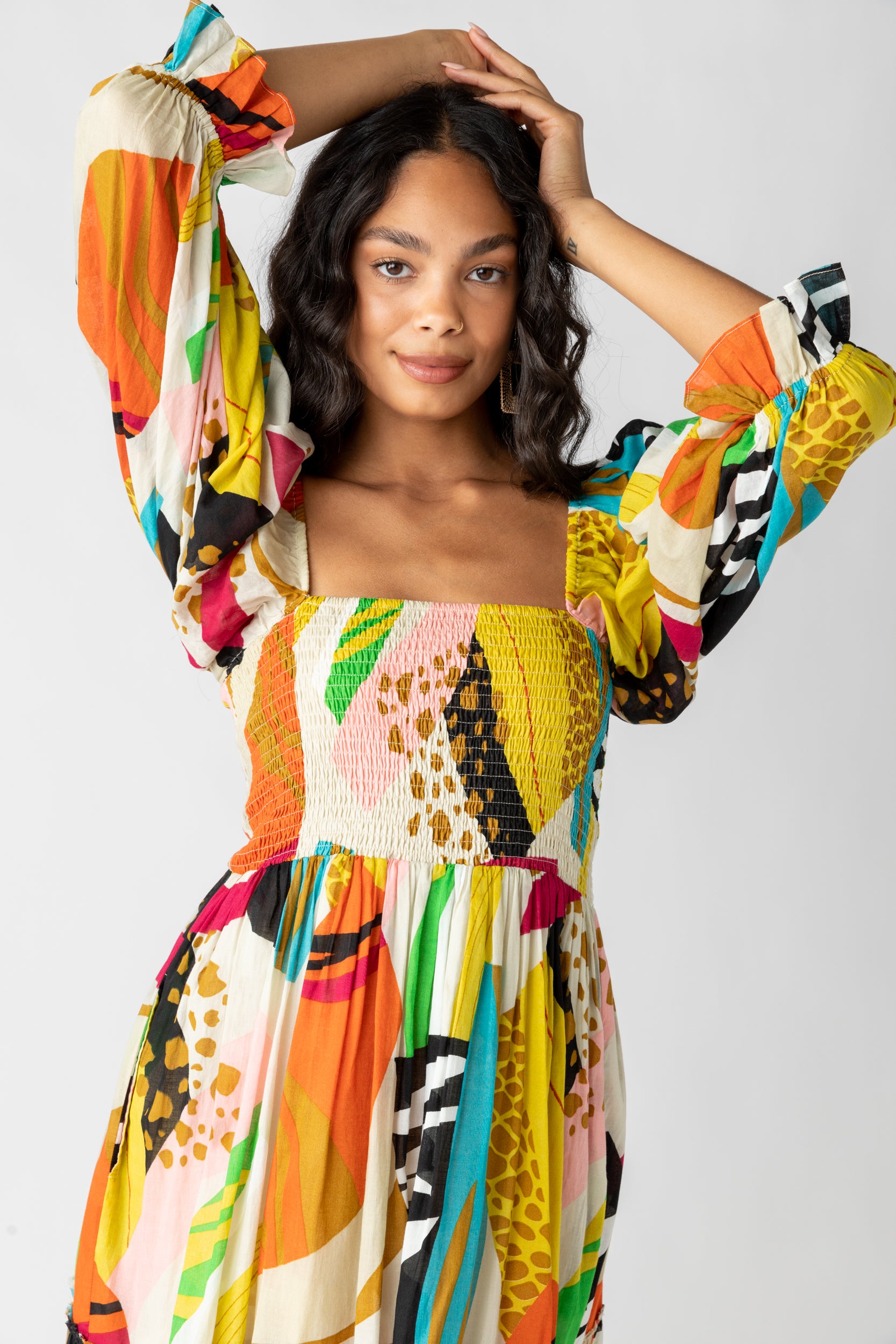 Deanna Abstract Printed Maxi Dress - fab'rik