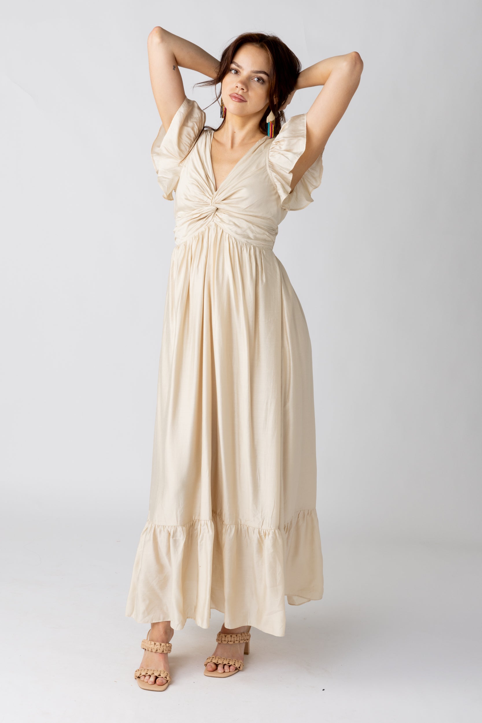 Nora Tiered Ruffle Sleeve Maxi Dress - fab'rik