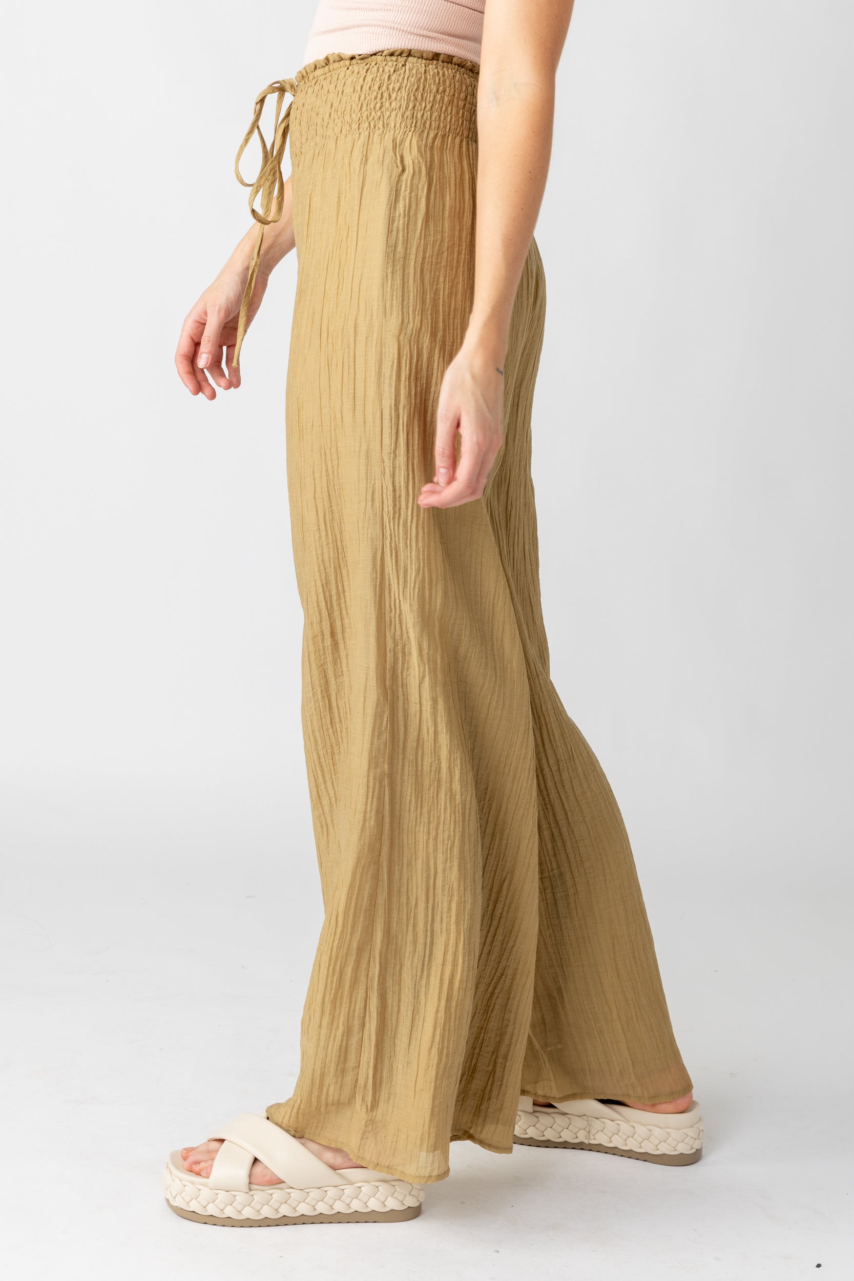 Cassie Ripple Smocked Waist Pants - fab'rik