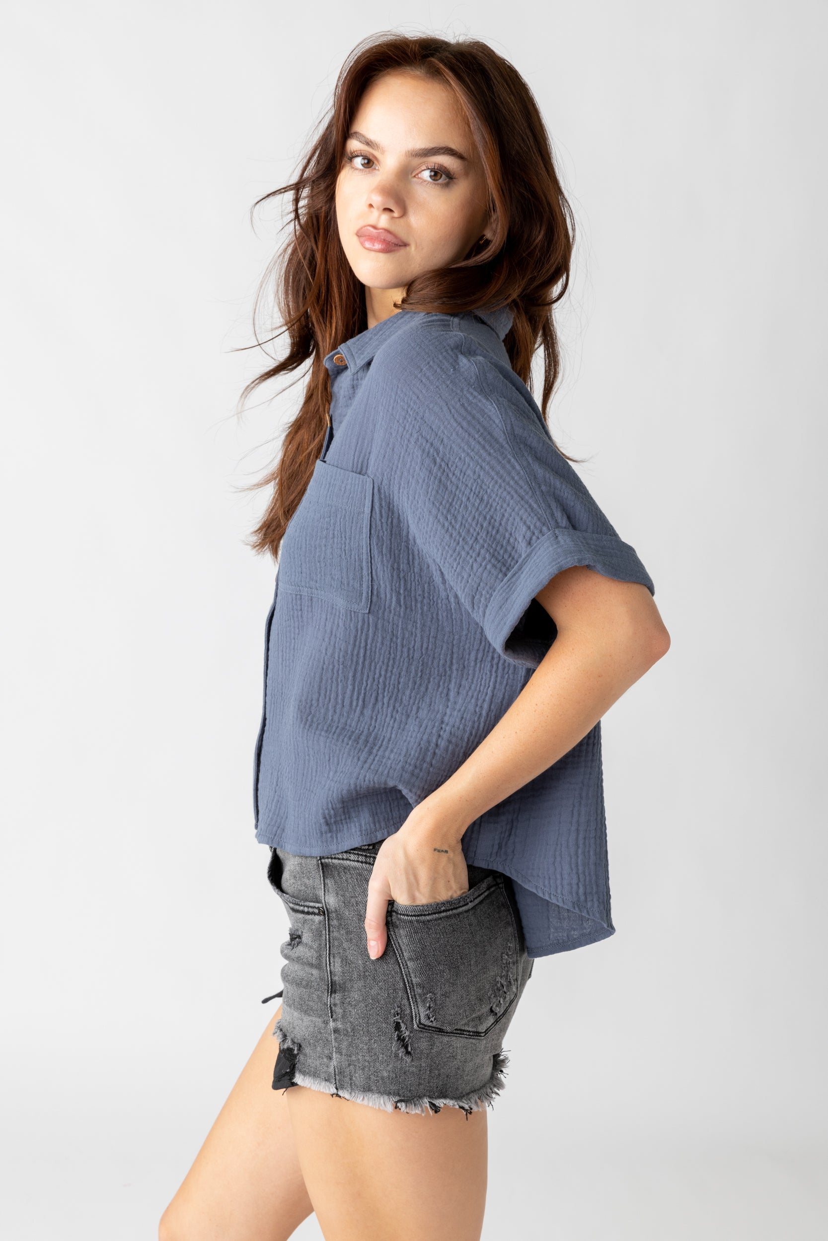 Hayes Short Sleeve Button Down Top - fab'rik