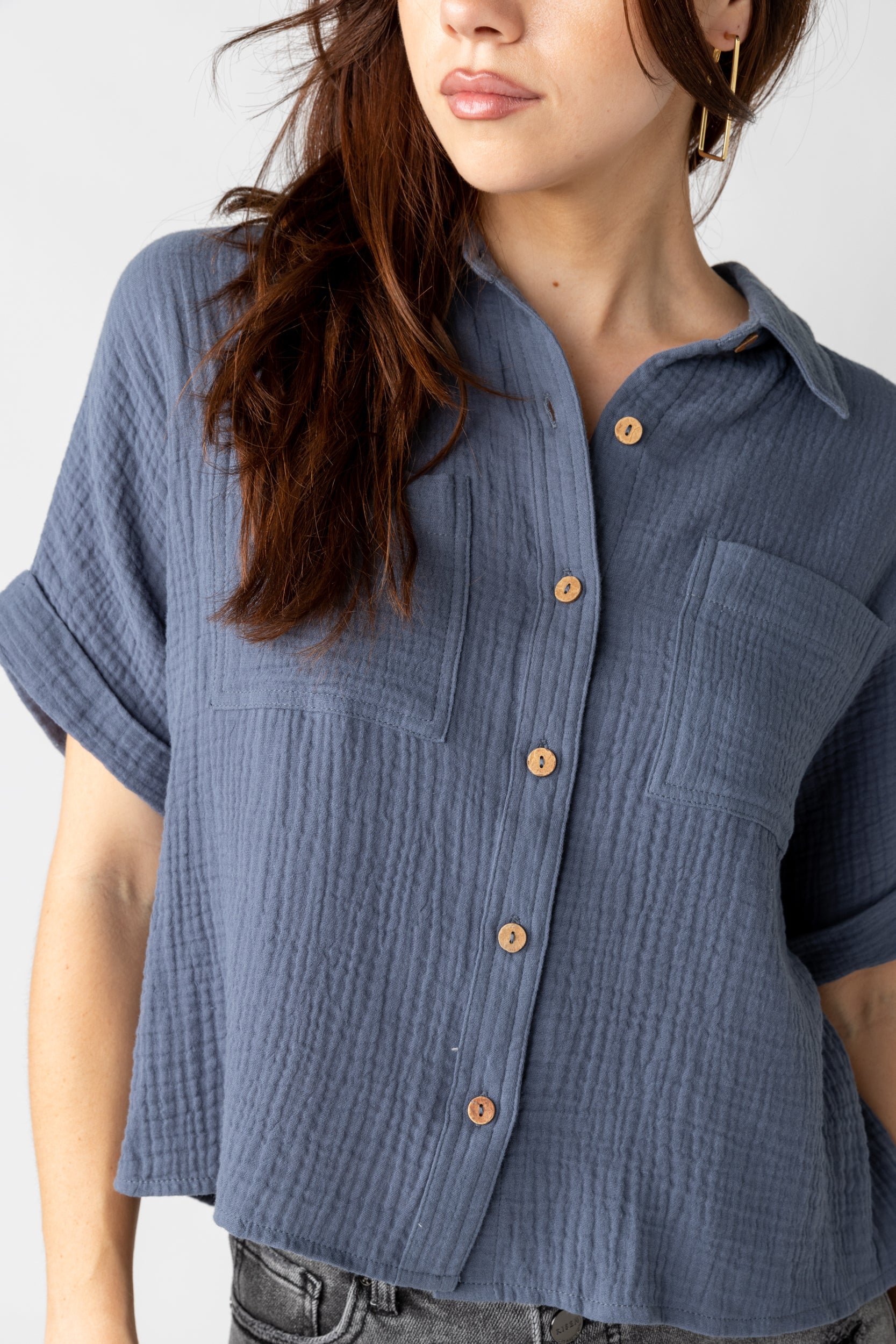 Hayes Short Sleeve Button Down Top - fab'rik
