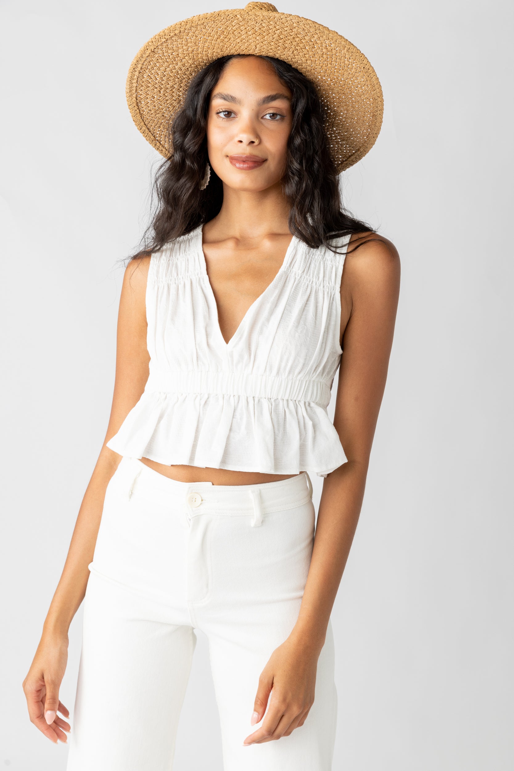 Polly Cropped V Neck Top - fab'rik