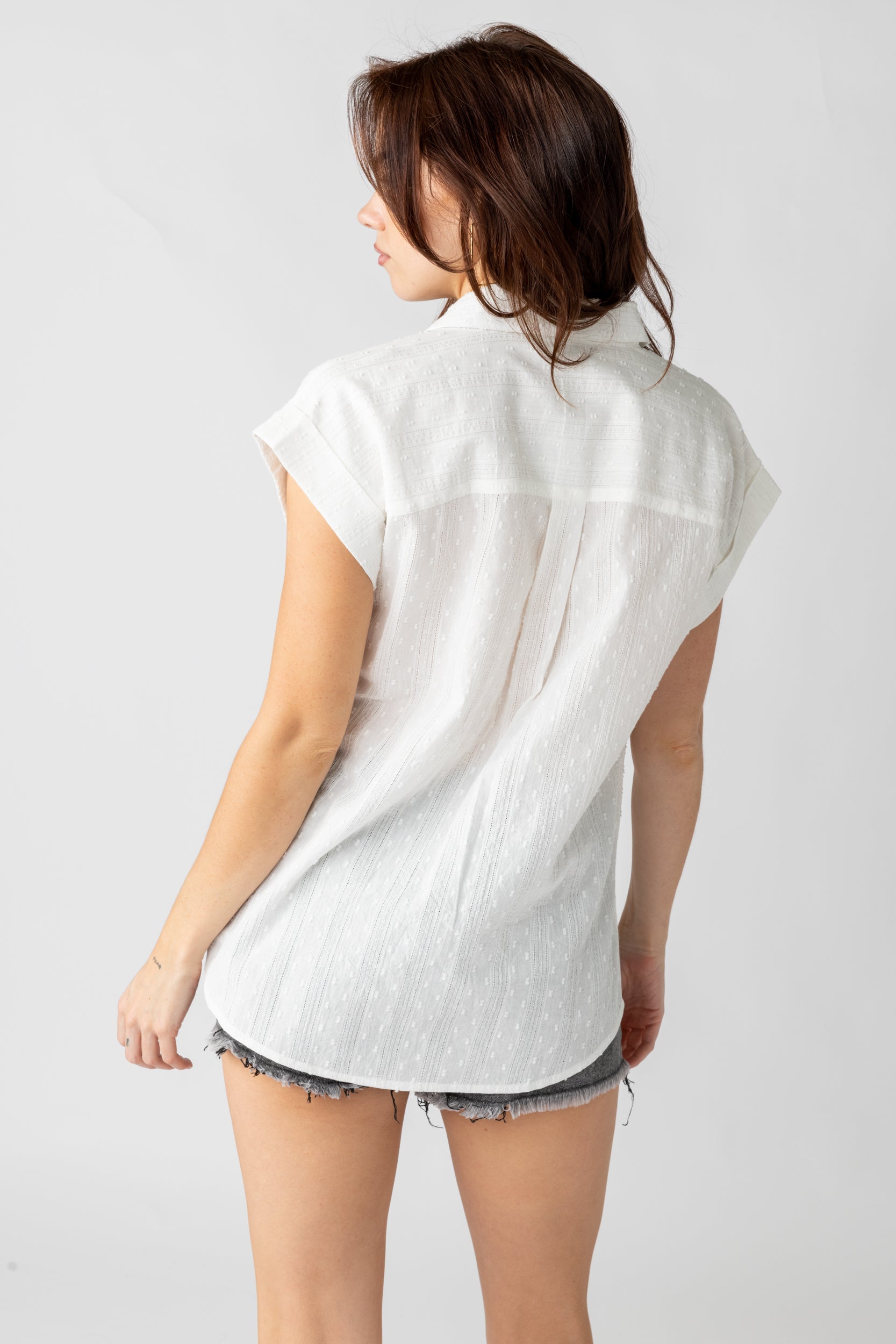 Raquel Textured Short Sleeve Button Down - fab'rik