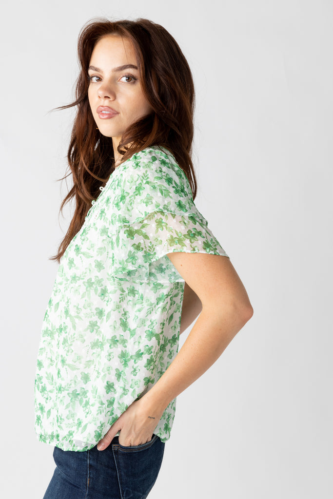 Garner Floral Print Short Sleeve Blouse - fab'rik