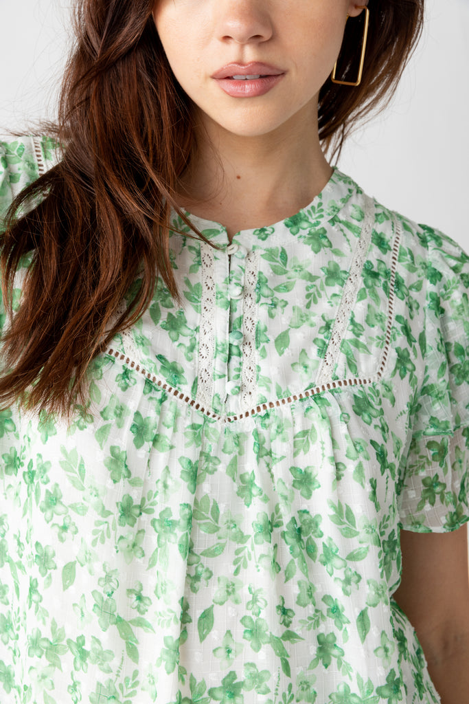 Garner Floral Print Short Sleeve Blouse - fab'rik