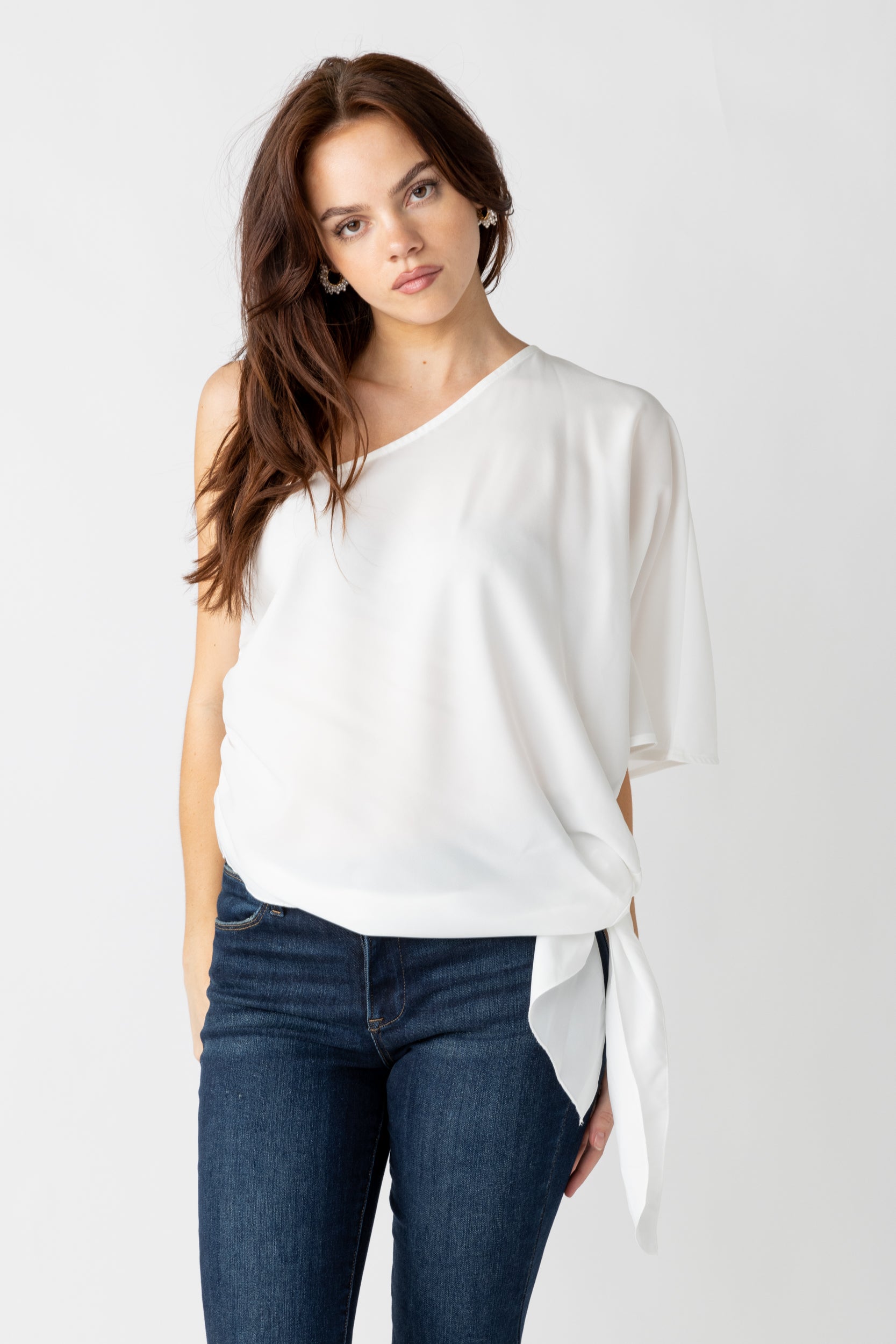 Mari One Shoulder Tie Waist Top - fab'rik