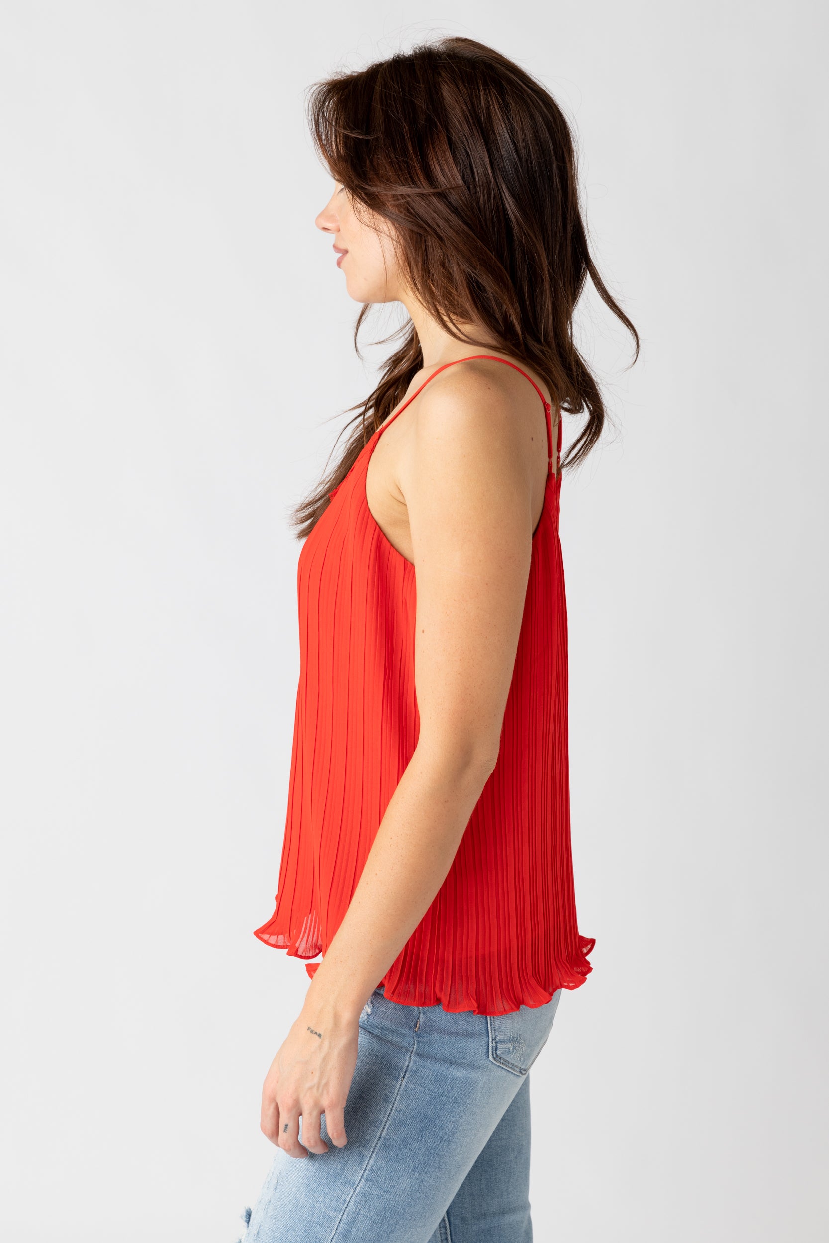 Karina Pleated Lace Detail Tank - fab'rik