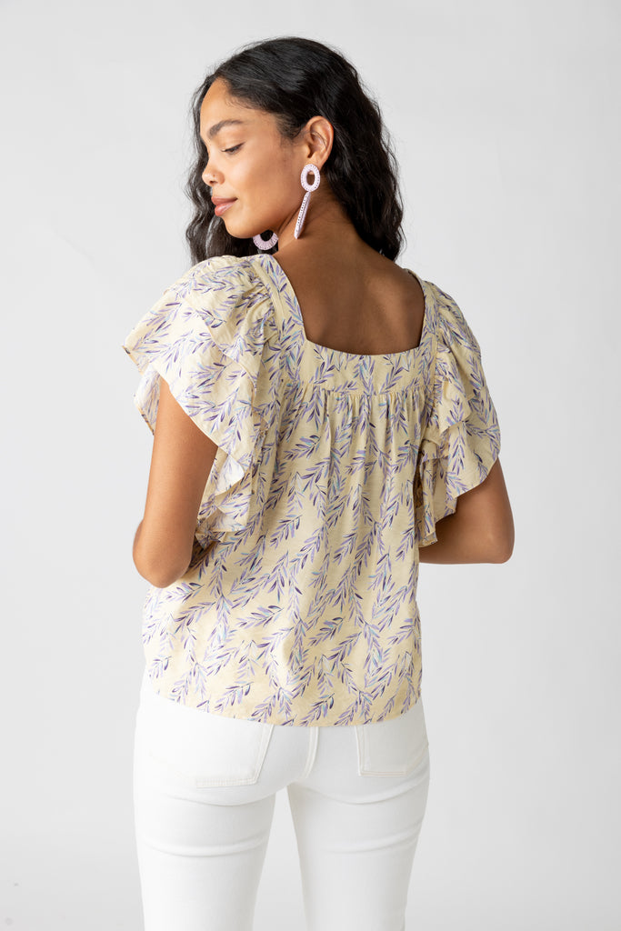 Pauline Square Neck Ruffle Sleeve Top - fab'rik