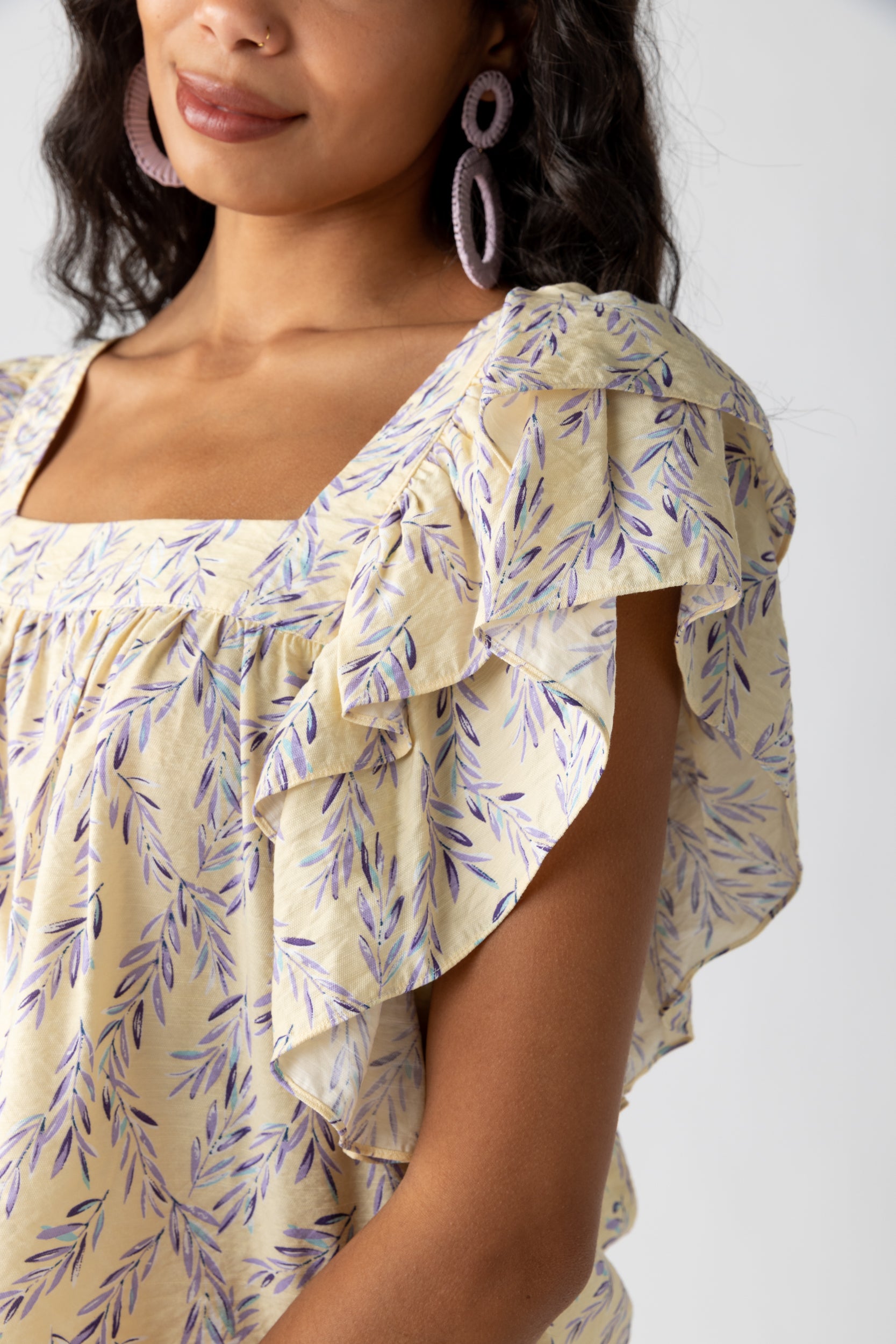 Pauline Square Neck Ruffle Sleeve Top - fab'rik