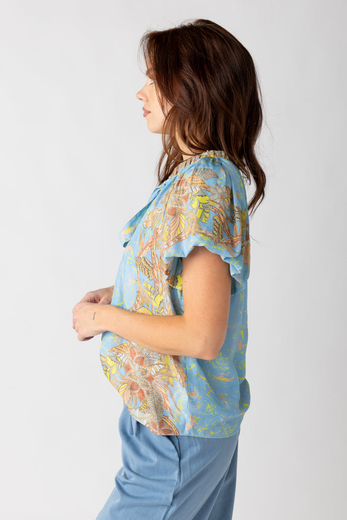 Destin Printed V Neck Blouse - fab'rik