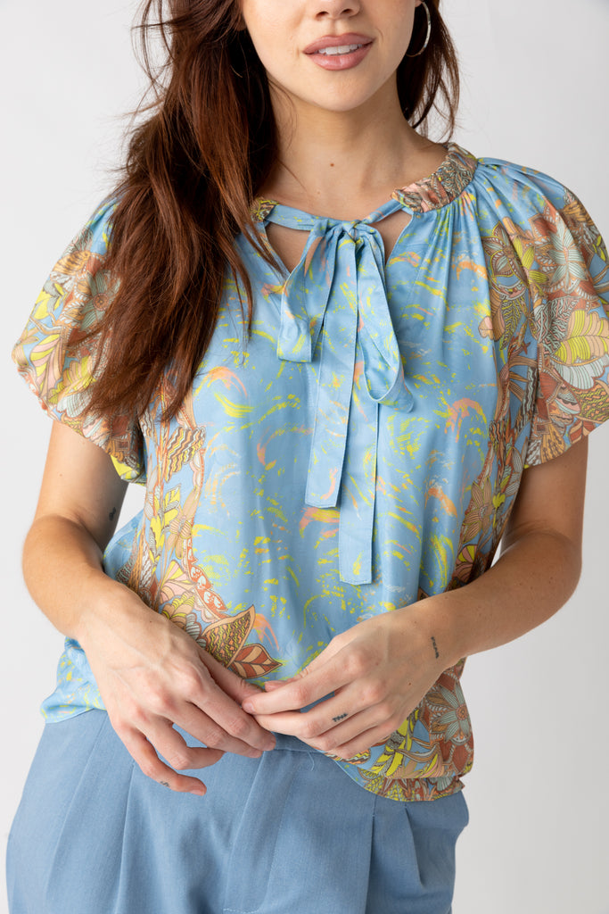 Destin Printed V Neck Blouse - fab'rik