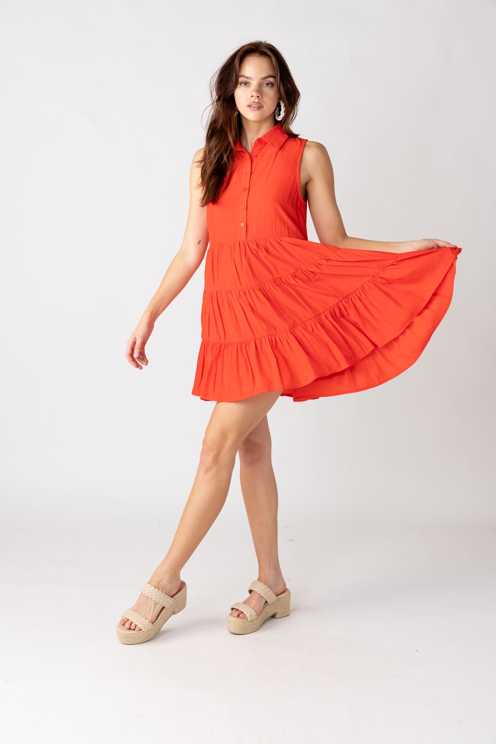 Maizie Collared Tiered Dress - fab'rik