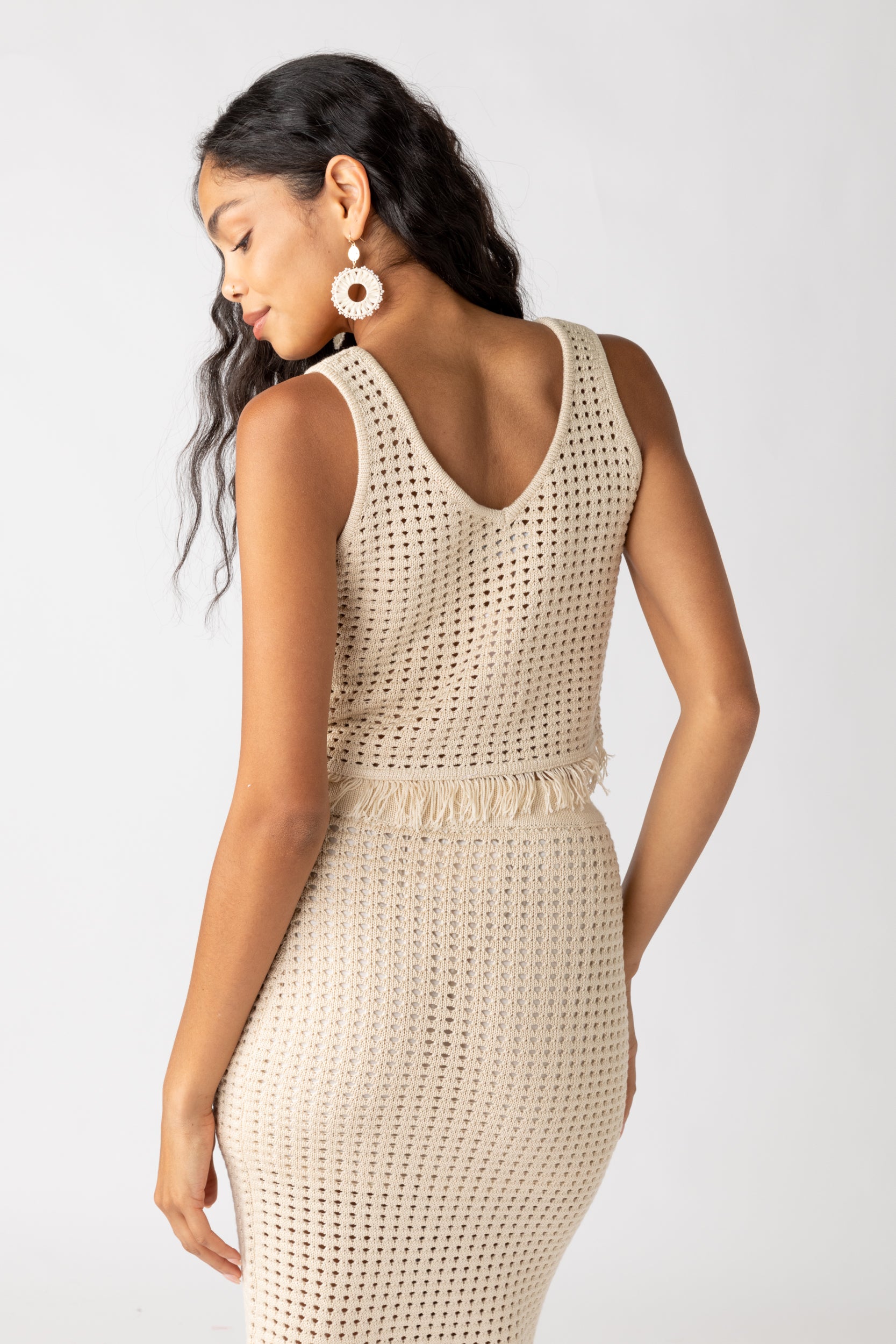 Luna Crochet Fringe Tank - fab'rik
