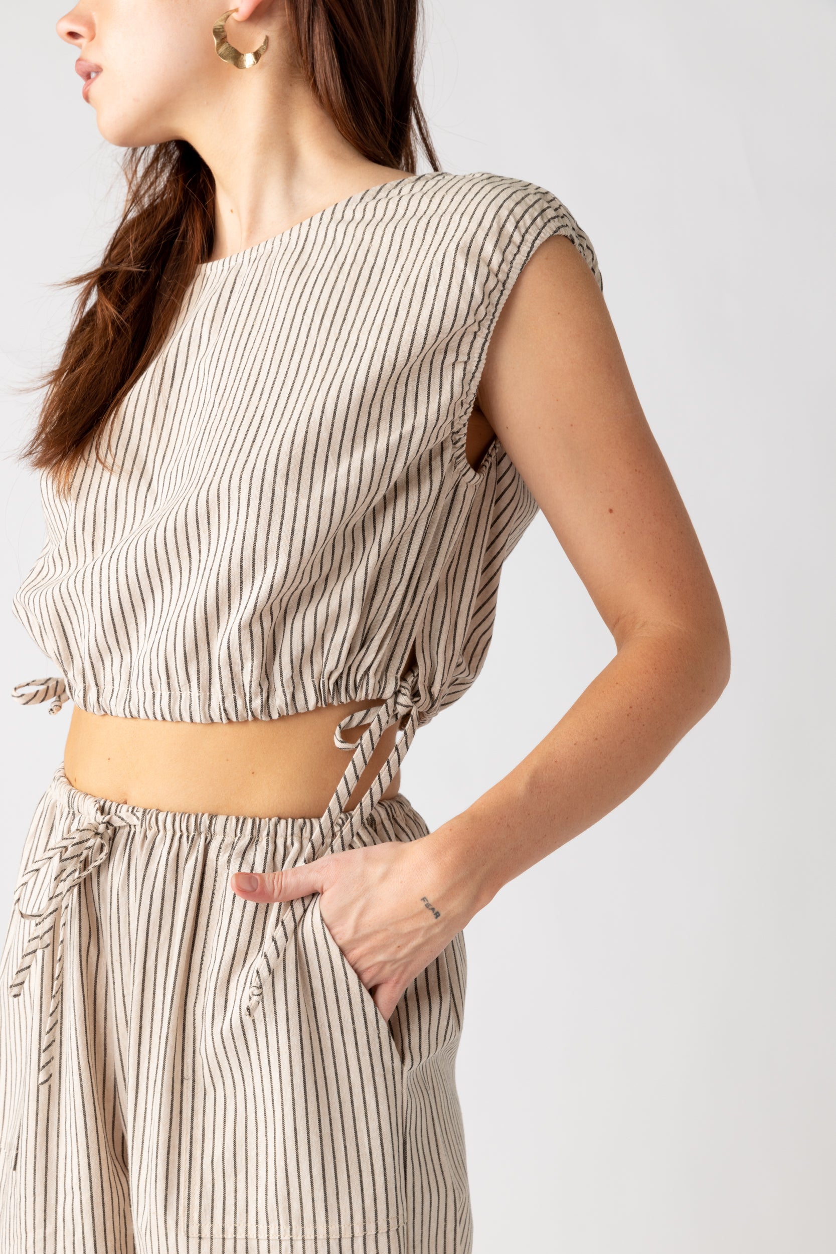 Penny Striped Drawstring Top - fab'rik