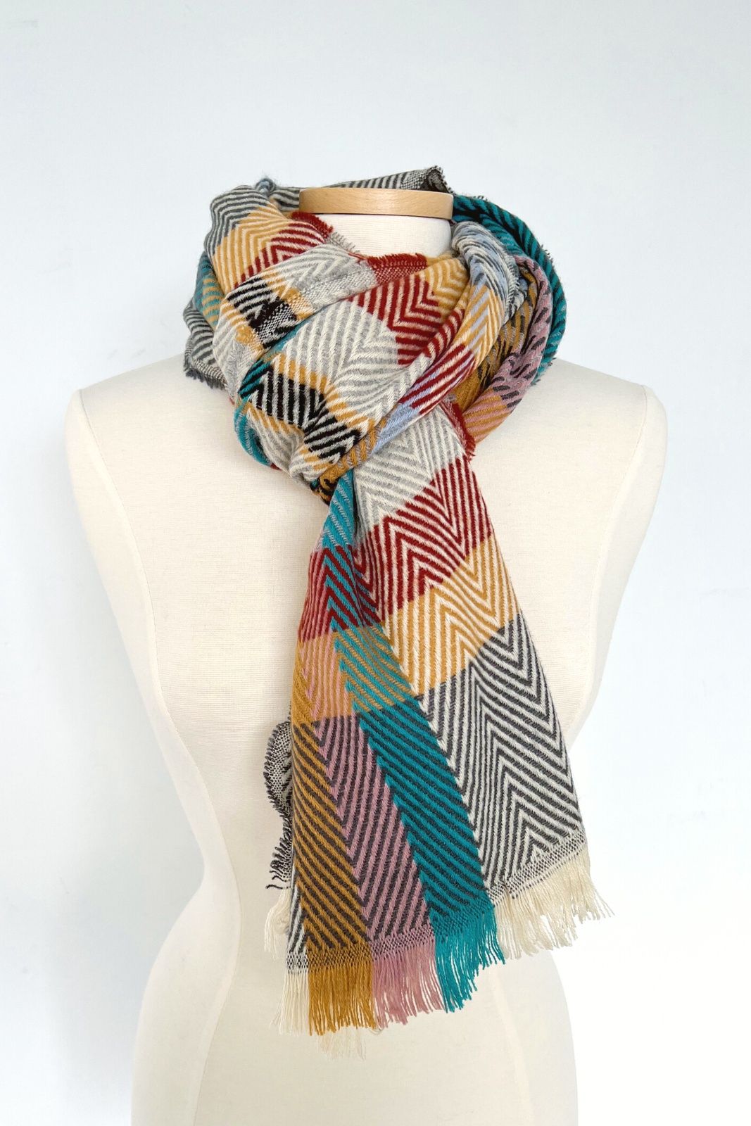 Ashley Plaid Fringe Scarf - fab'rik