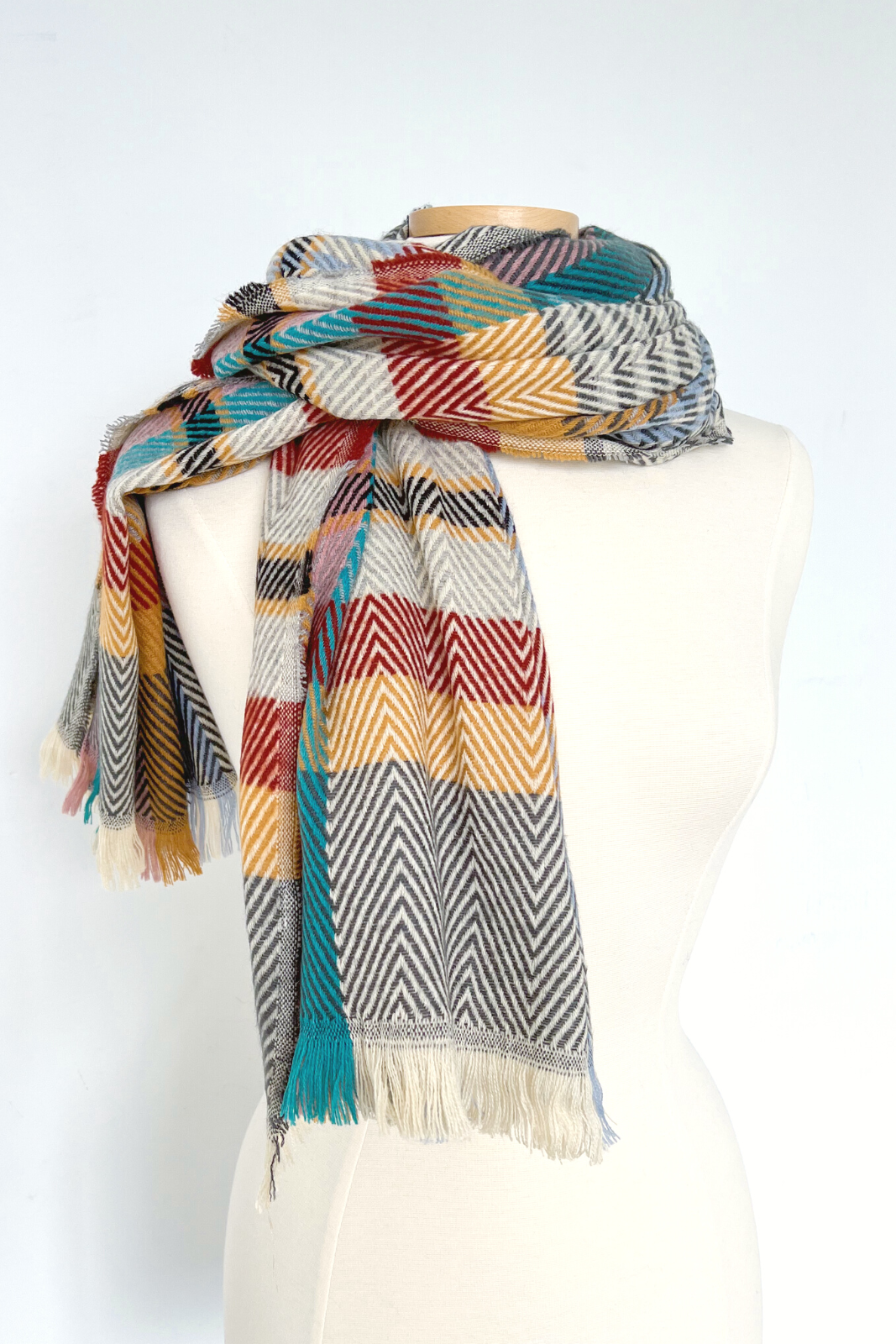 Ashley Plaid Fringe Scarf - fab'rik